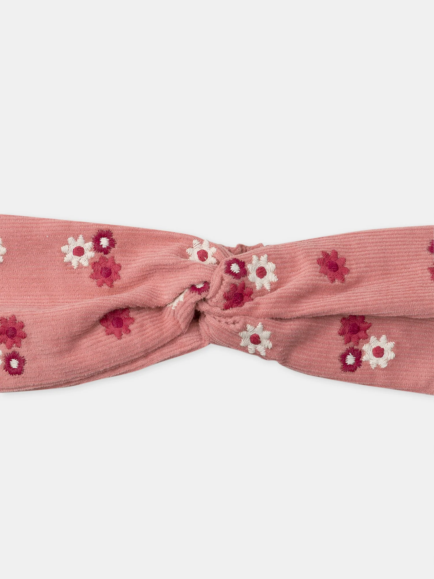 Bandeau rose à broderies fleurs en velours Bébé Fille - Image 2