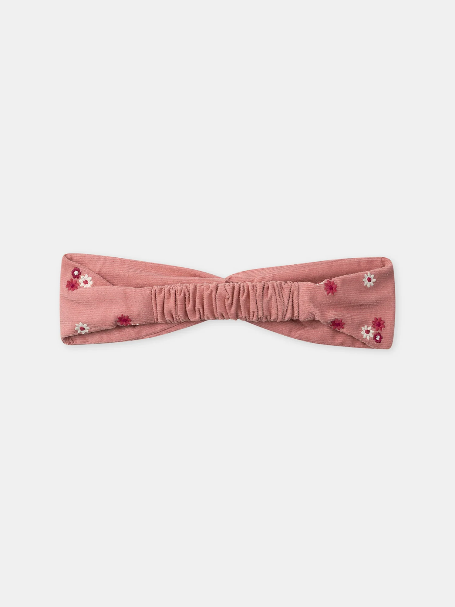 Bandeau rose à broderies fleurs en velours Bébé Fille - Image 3