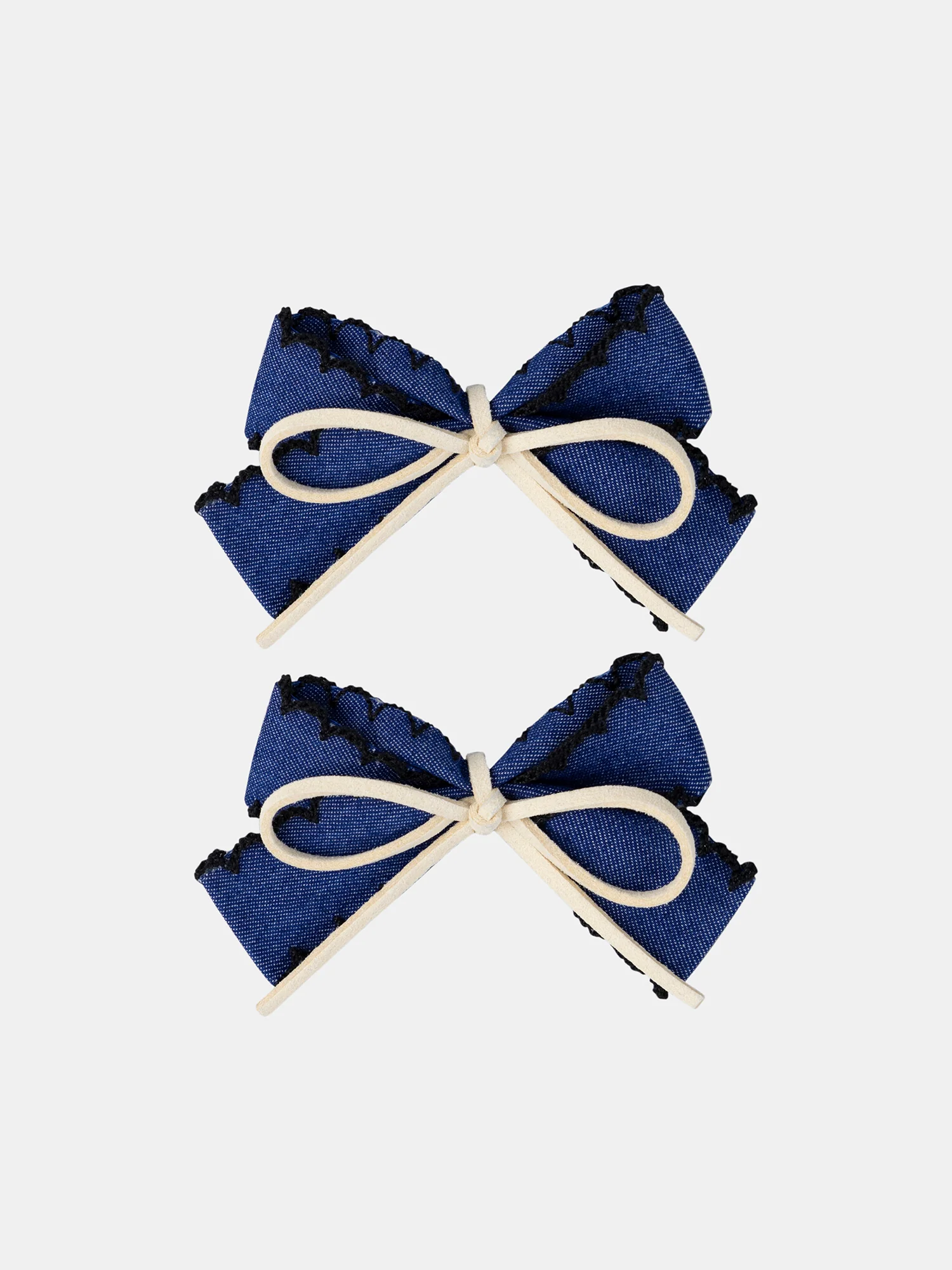 Barrettes noeuds denim