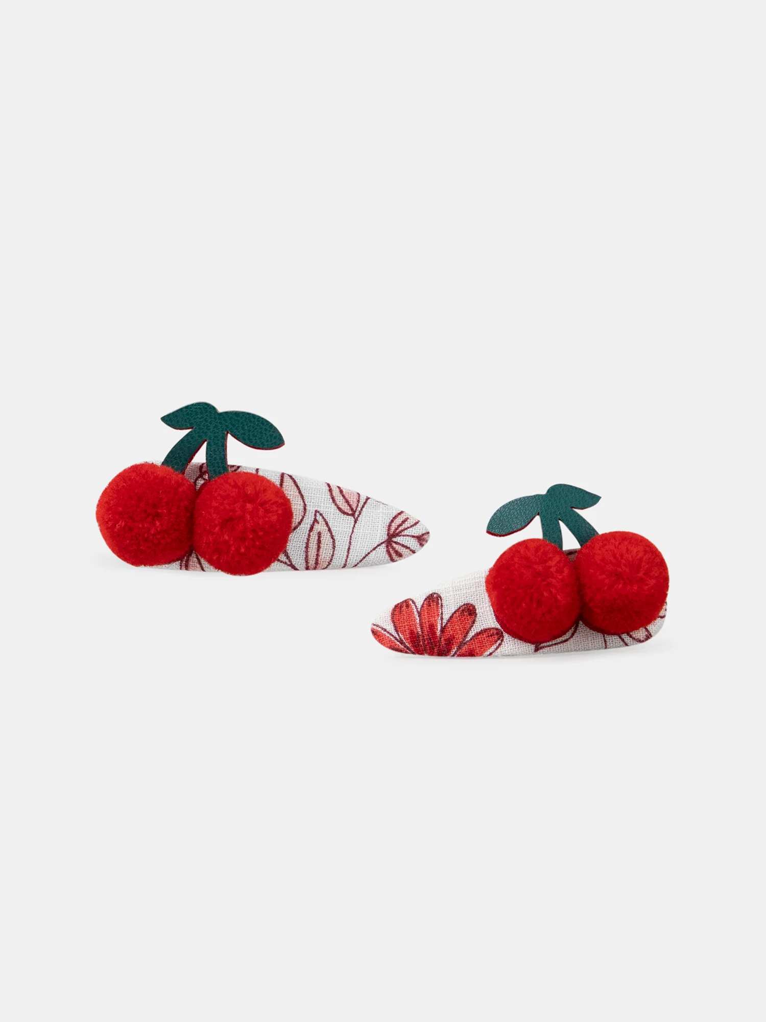 Barrettes pompons cerises