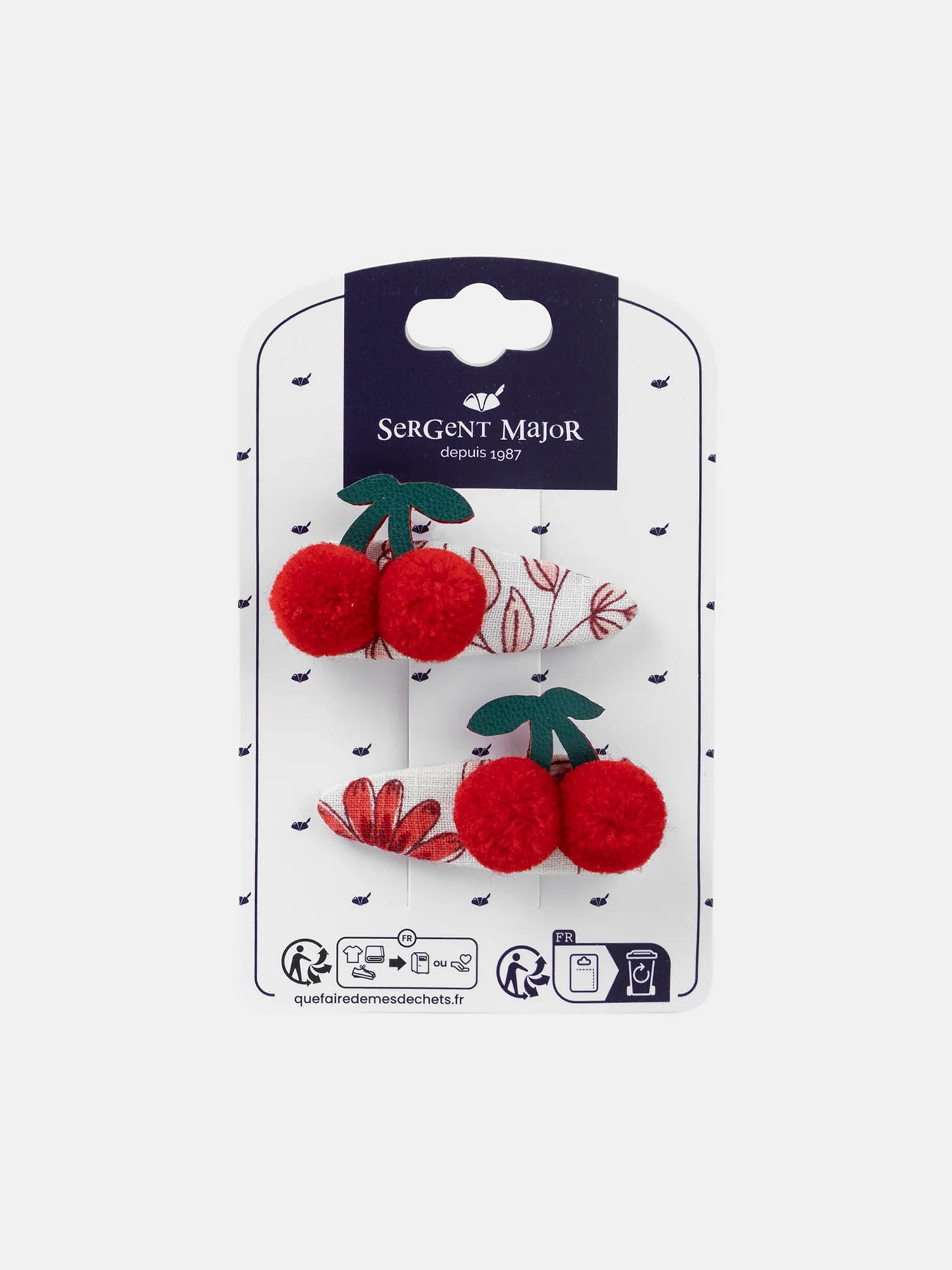 Barrettes pompons cerises - Image 4