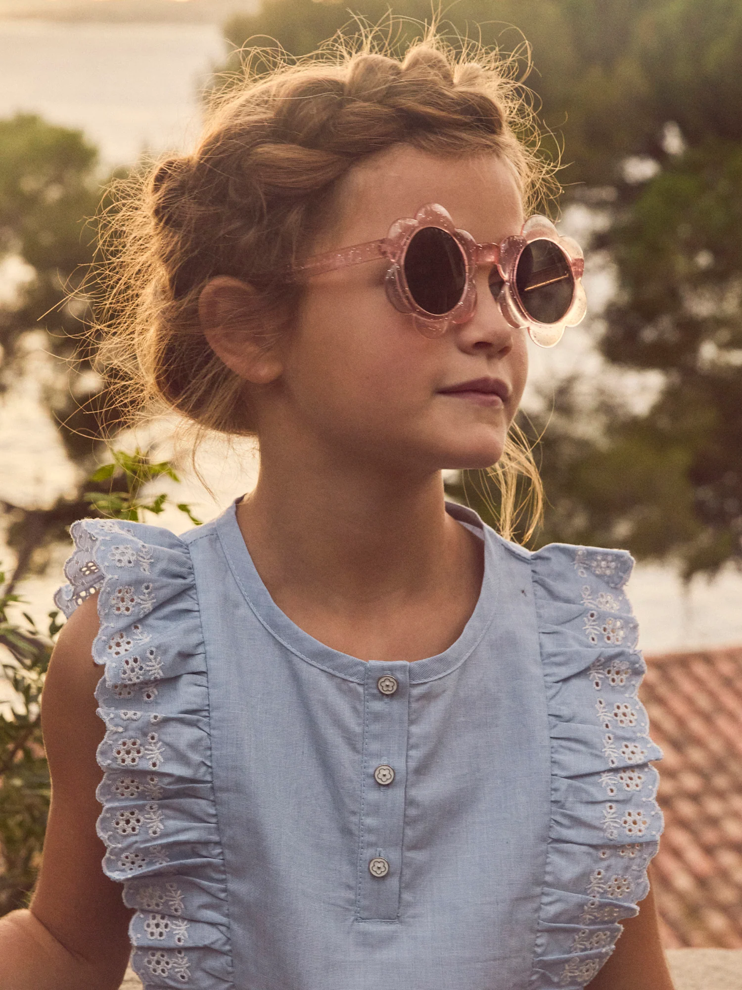 Blouse bleue à volants Fille - Image 3