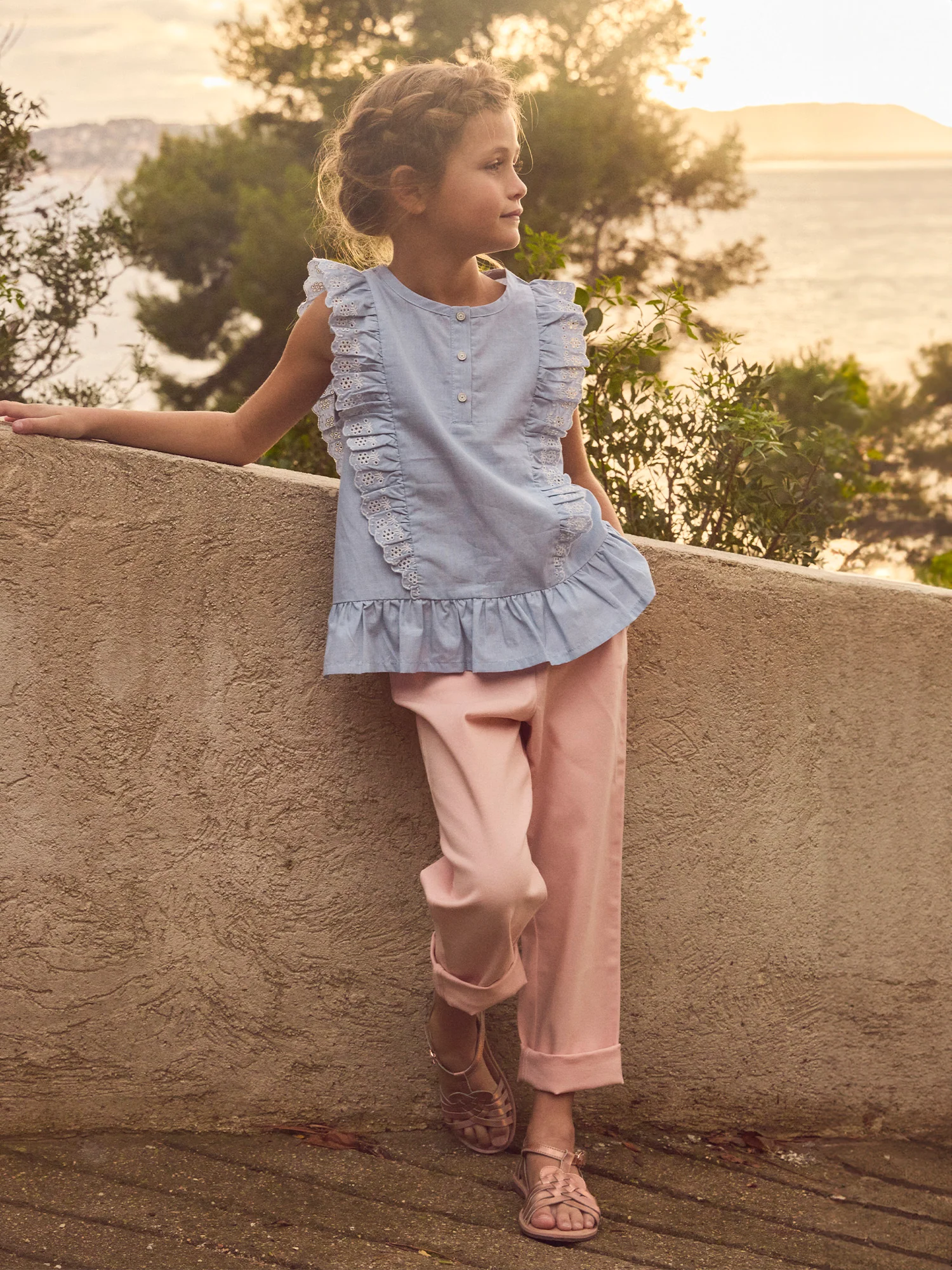 Blouse bleue à volants Fille - Image 5