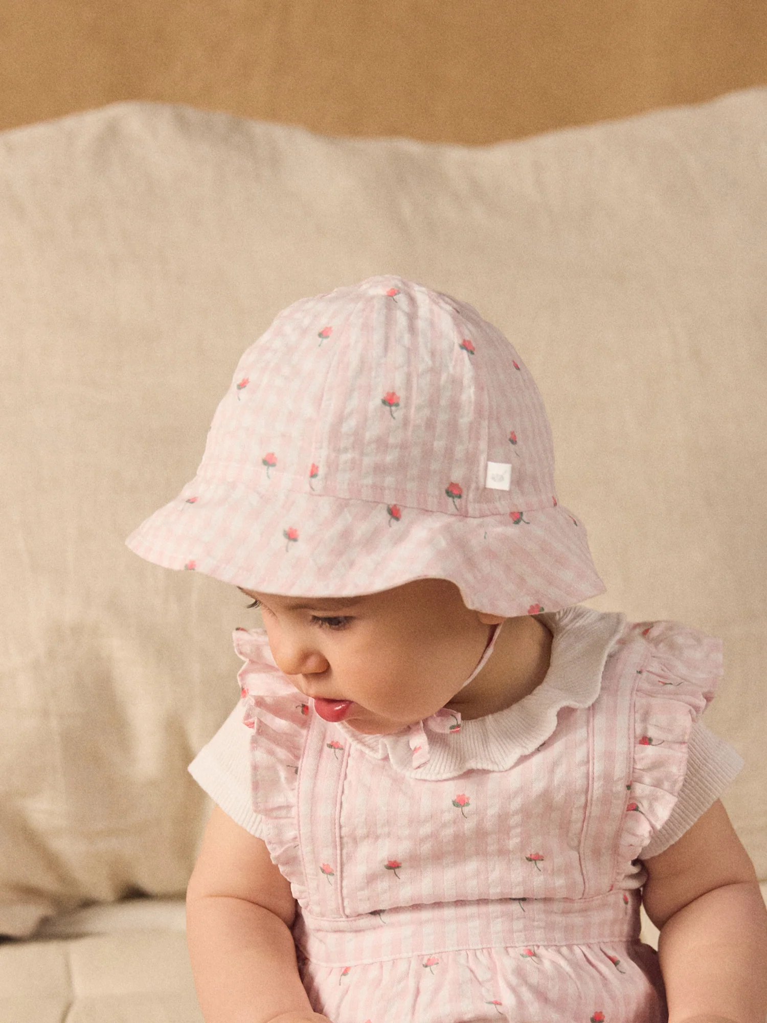 Bob vichy fleuri rose Naissance Fille - Image 2