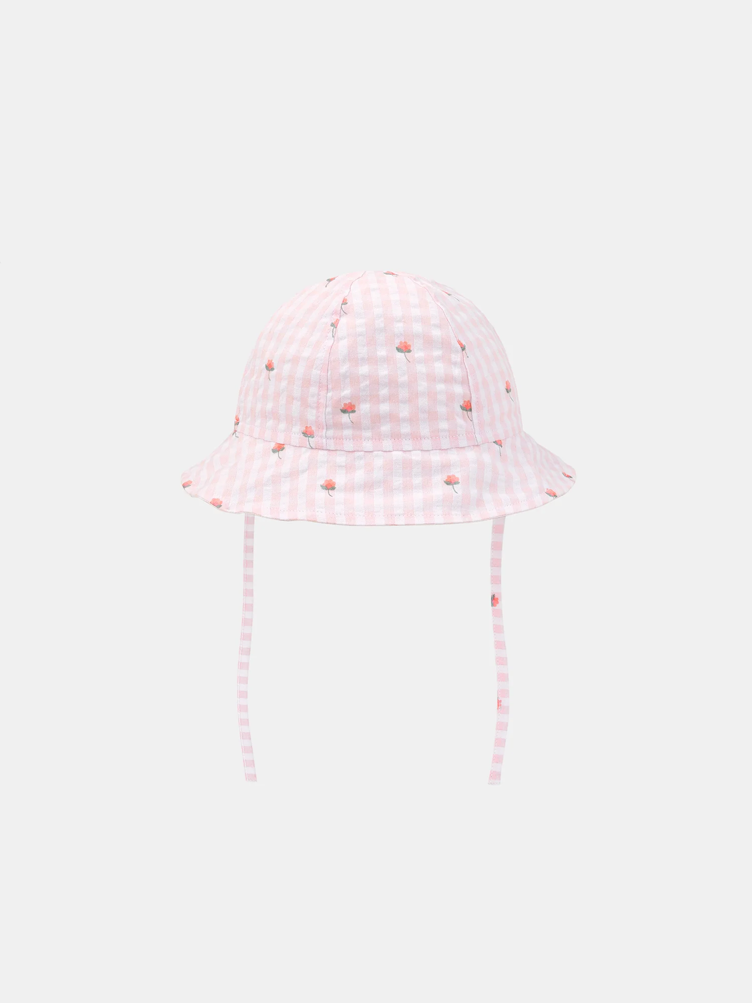 Bob vichy fleuri rose Naissance Fille - Image 4