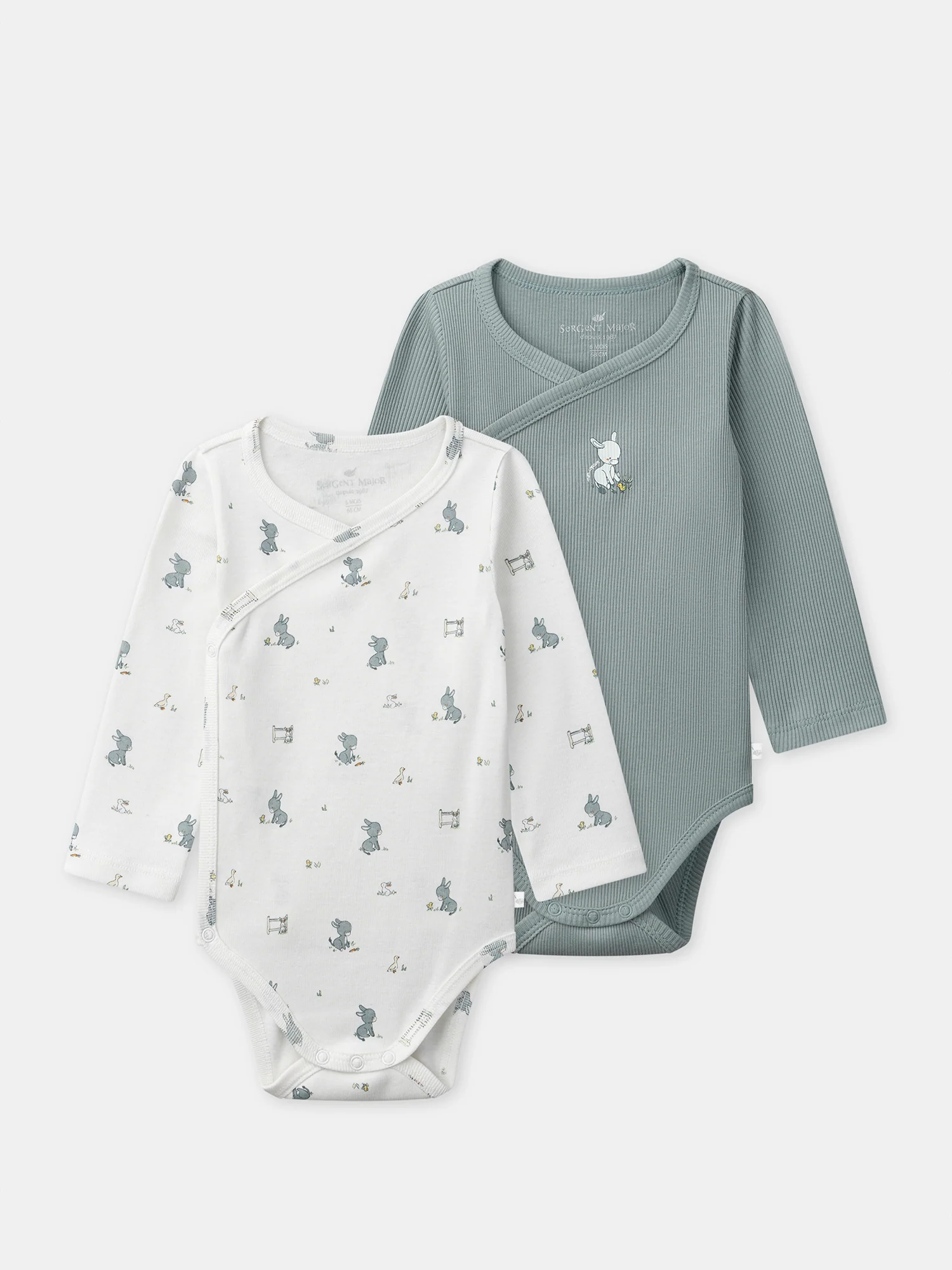 Lot de 2 bodies écru ou bleu grisé Naissance Garçon - Image 2