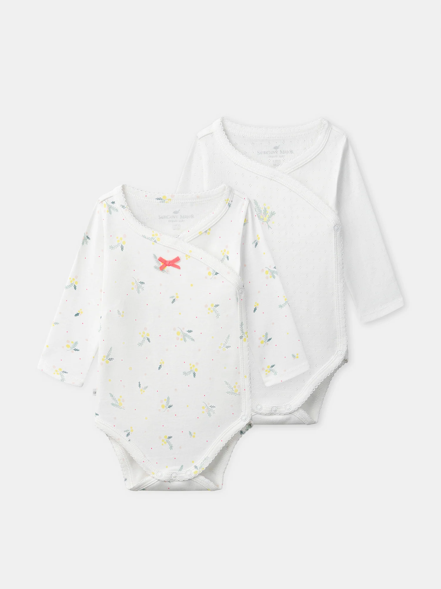 Lot de 2 bodies écru ou imprimé feuillages Naissance Fille - Image 2