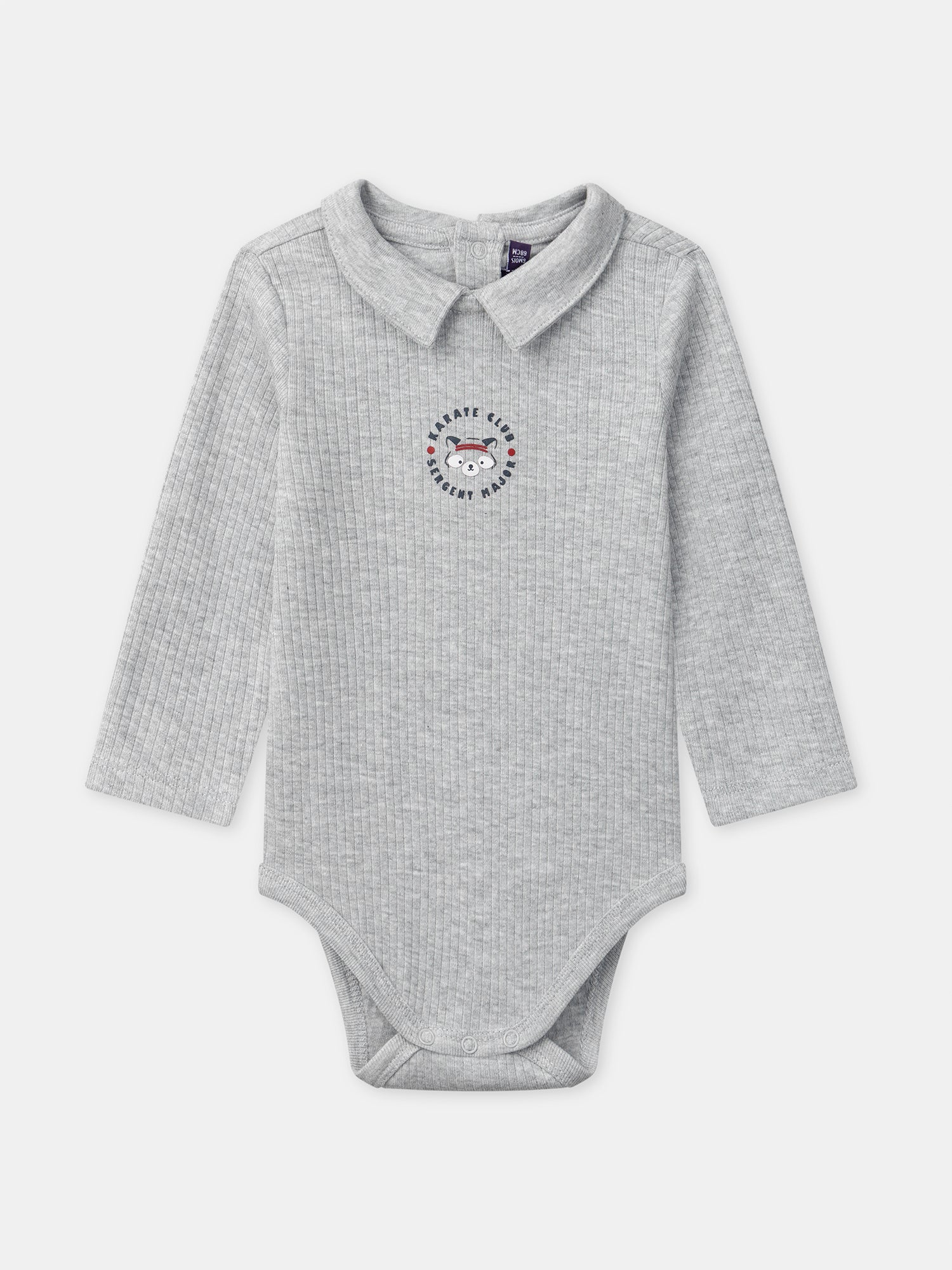 Body gris imprimé raton laveur à manches longues Bébé Garçon - Image 3