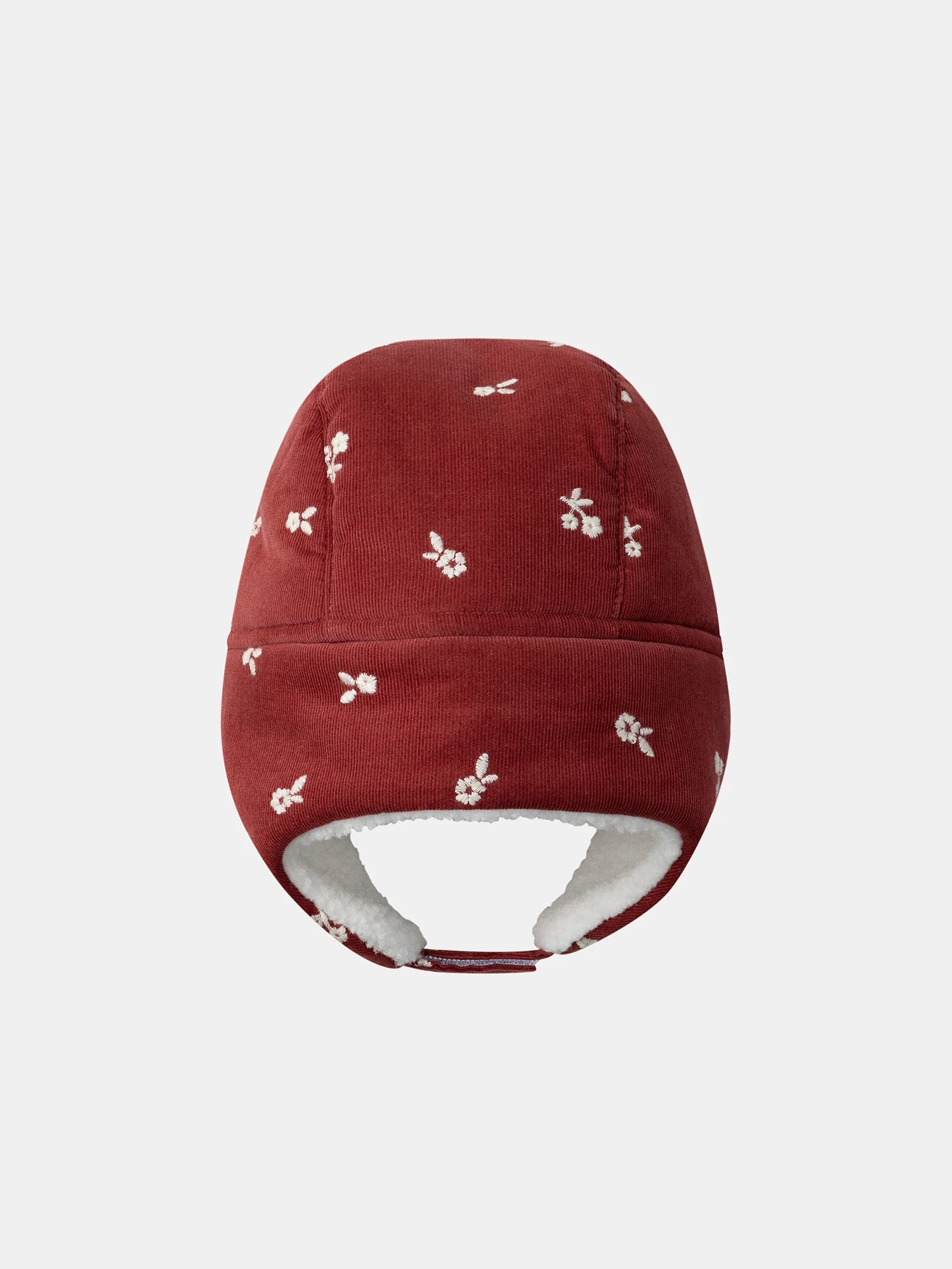 Chapka rouge en velours à broderies fleurs Fille - Image 6