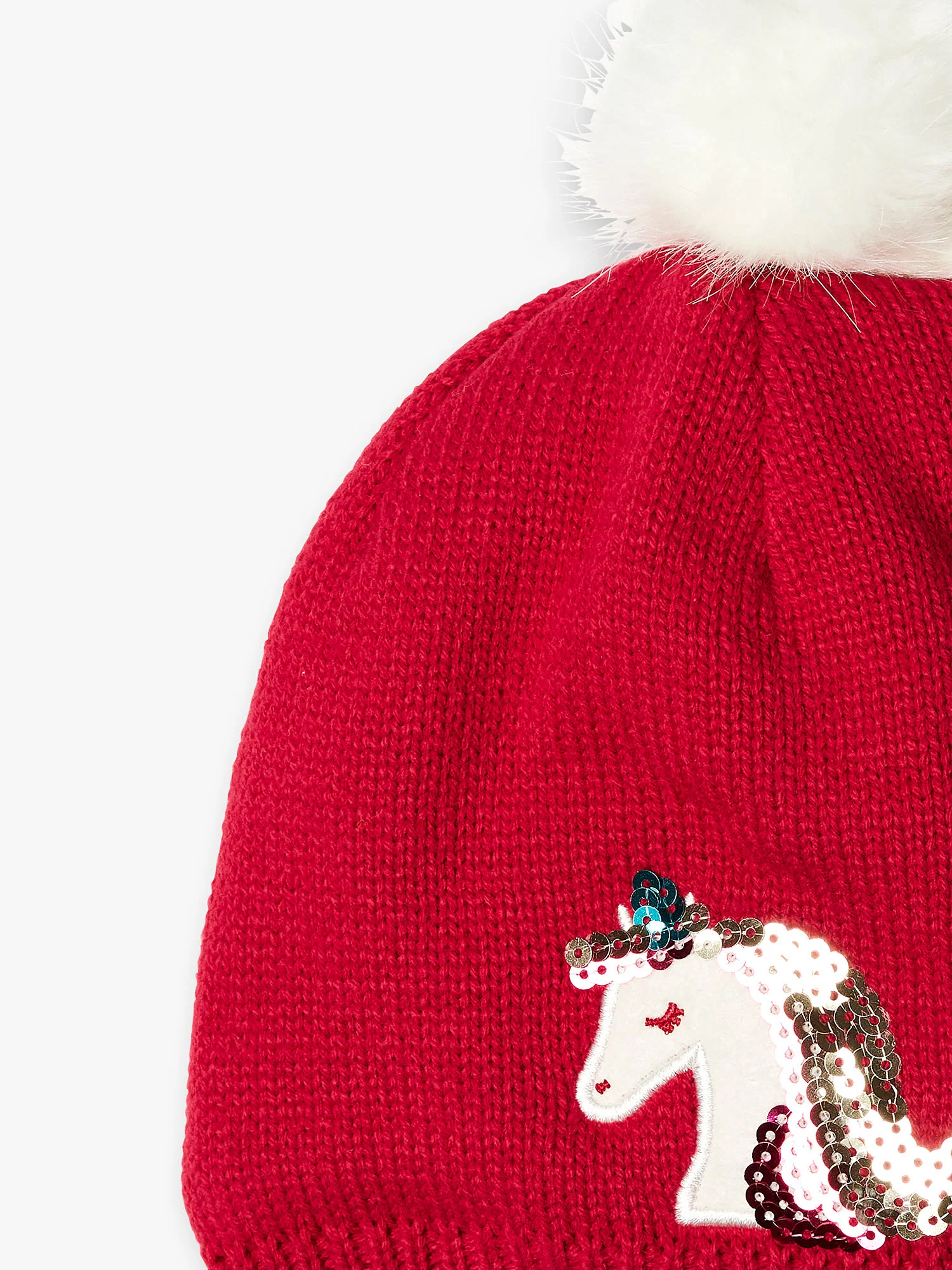Bonnet rouge licorne en tricot - Image 3