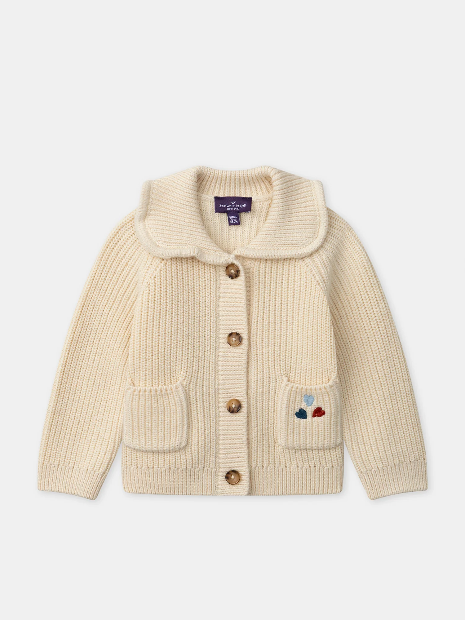 Cardigan écru à col Bébé Fille