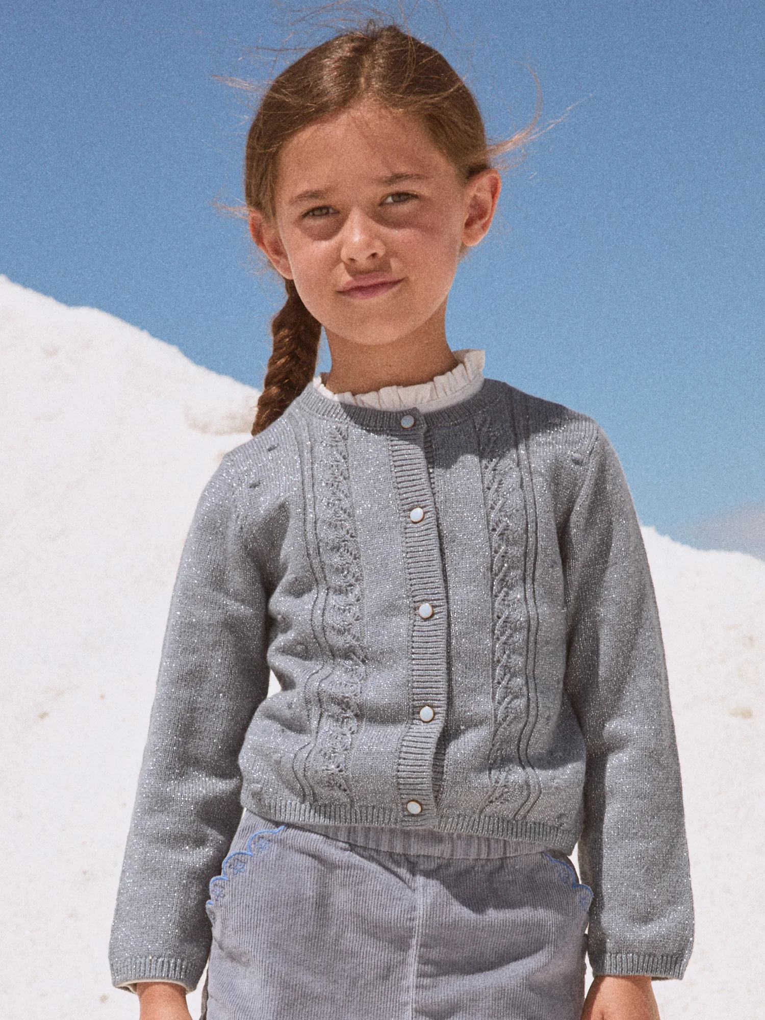 Cardigan bleu grisé Fille - Image 2