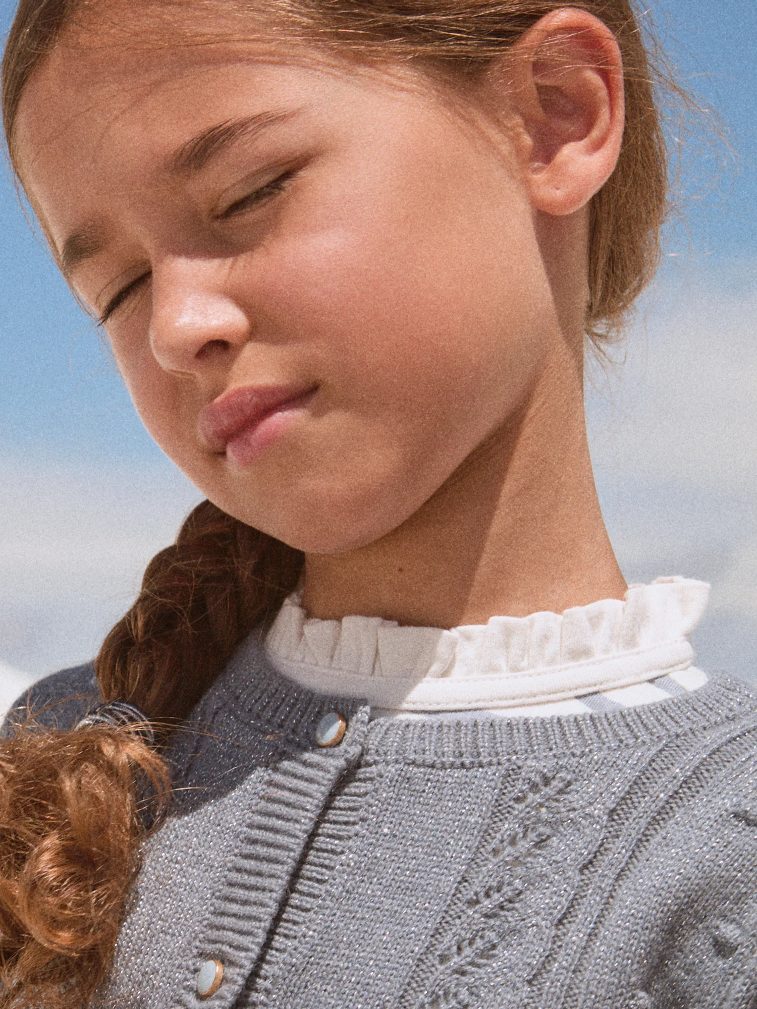Cardigan bleu grisé Fille - Image 3