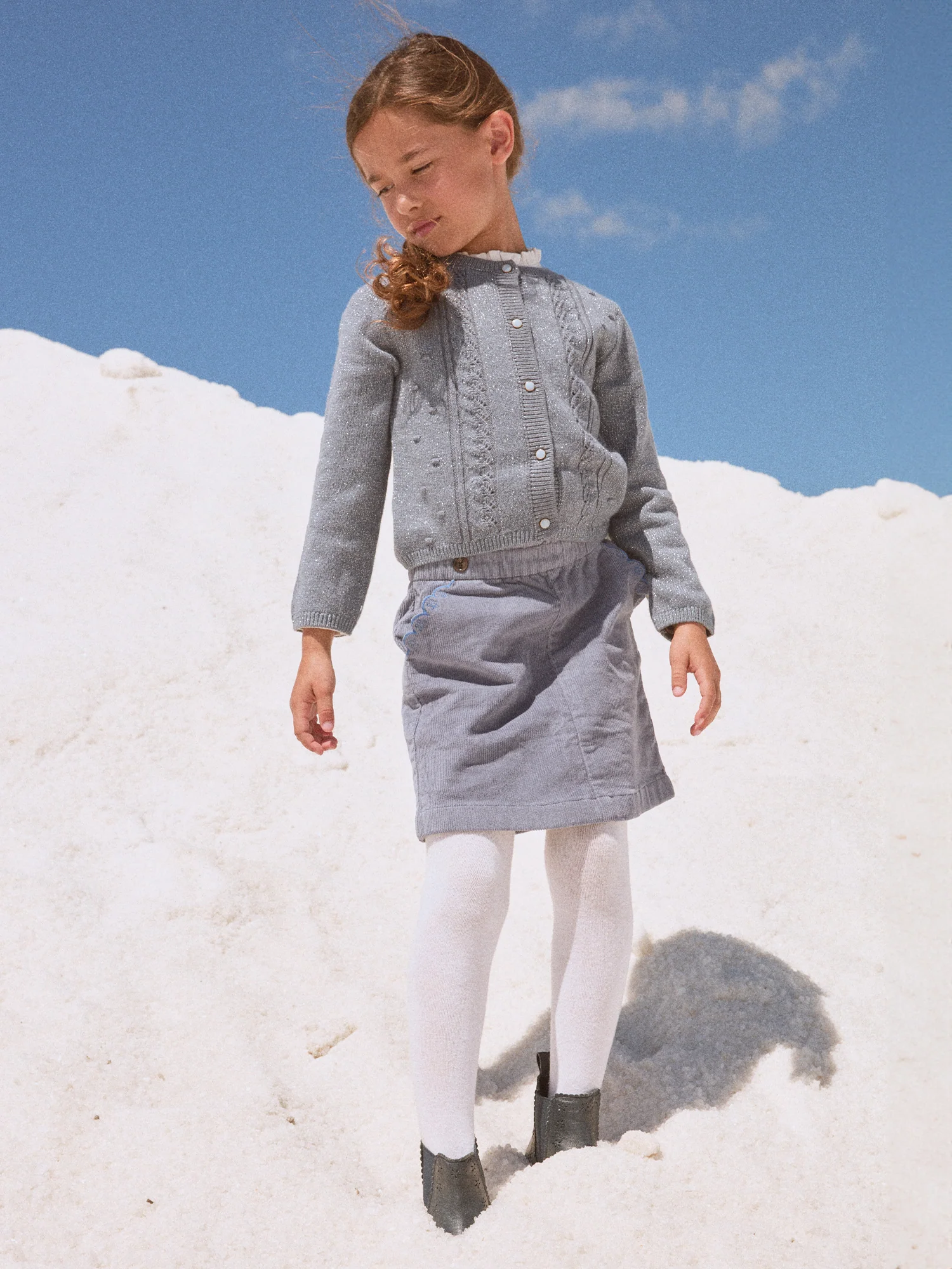 Cardigan bleu grisé Fille - Image 4