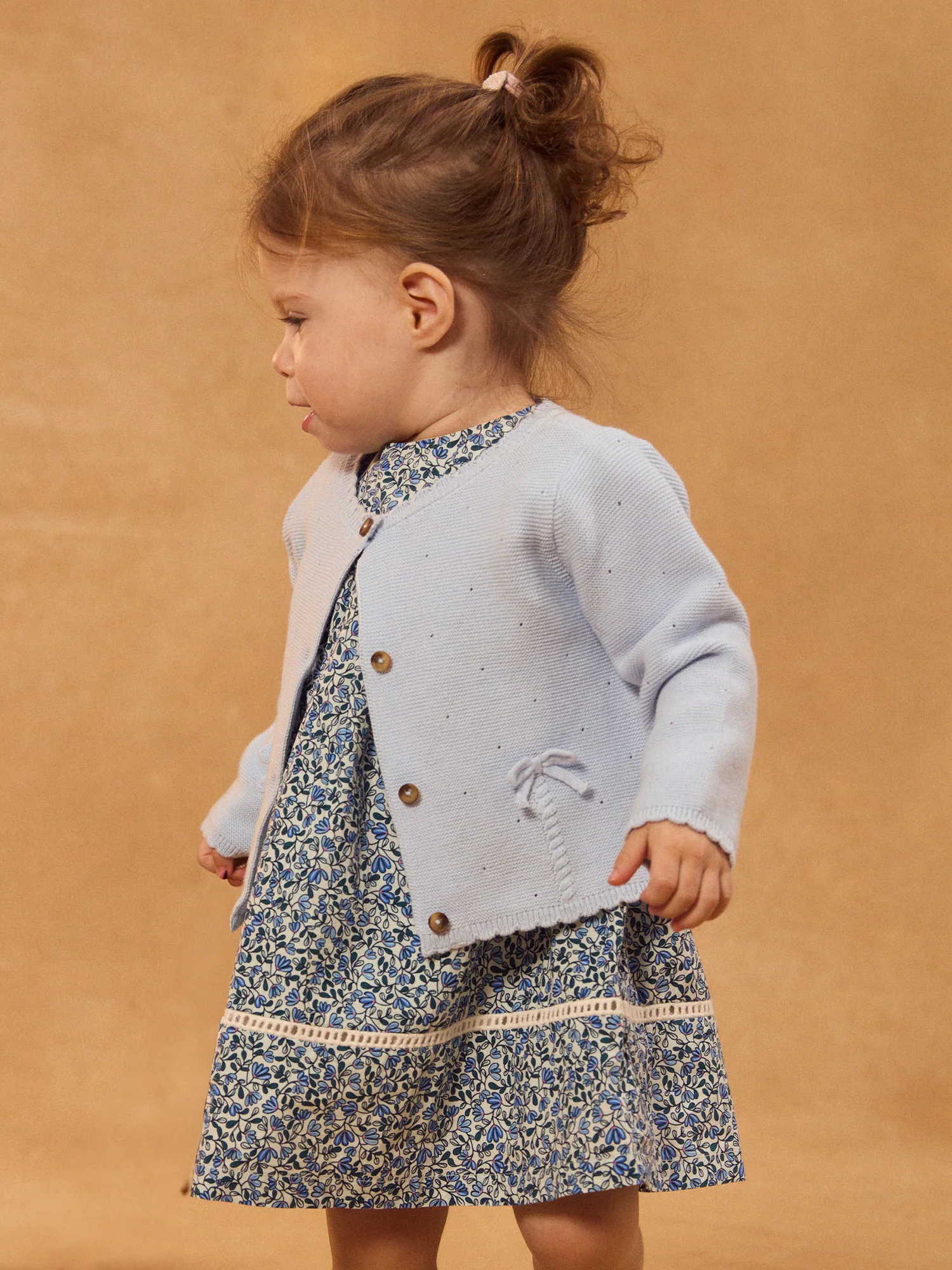 Cardigan bleu à noeuds Bébé Fille - Image 2