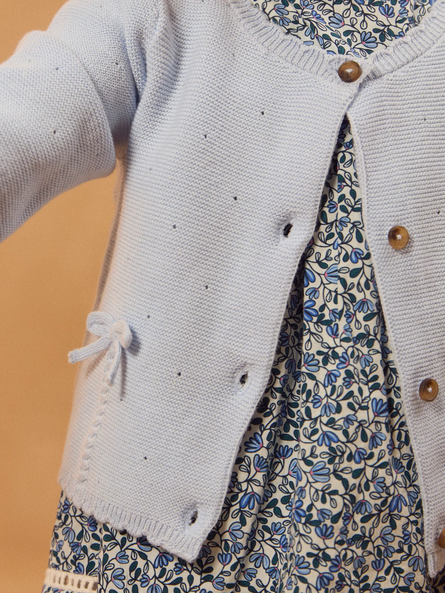 Cardigan bleu à noeuds Bébé Fille - Image 3