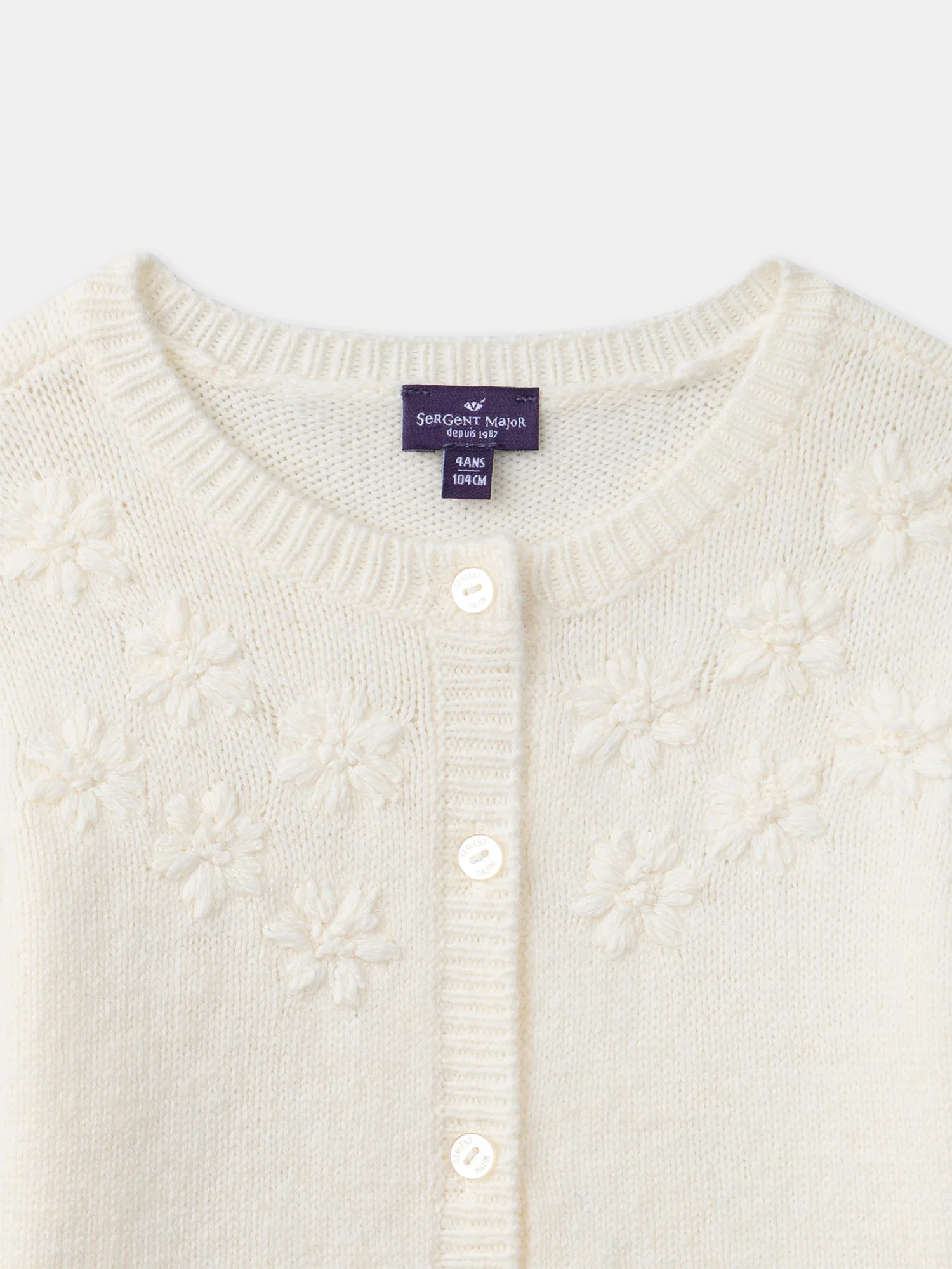 Gilet écru à broderie fleurs Fille - Image 5