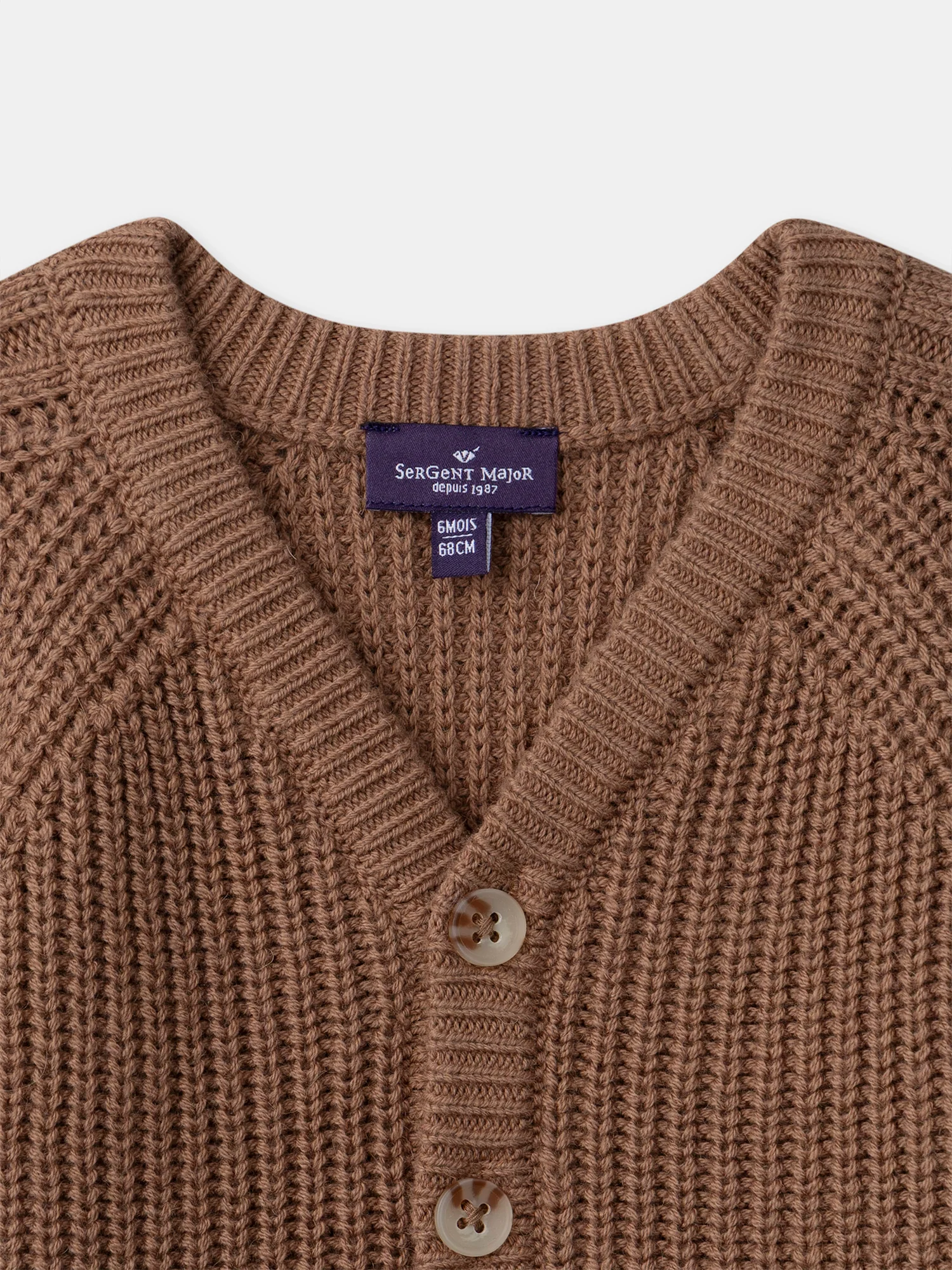 Cardigan marron en tricot torsadé Bébé Garçon - Image 5