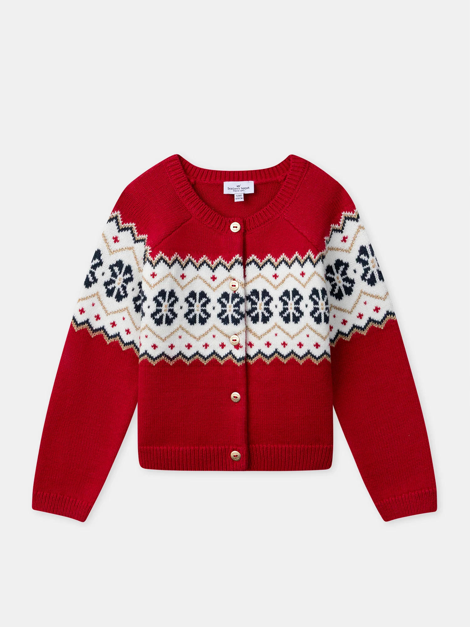Cardigan Noël rouge à motif jacquard Fille