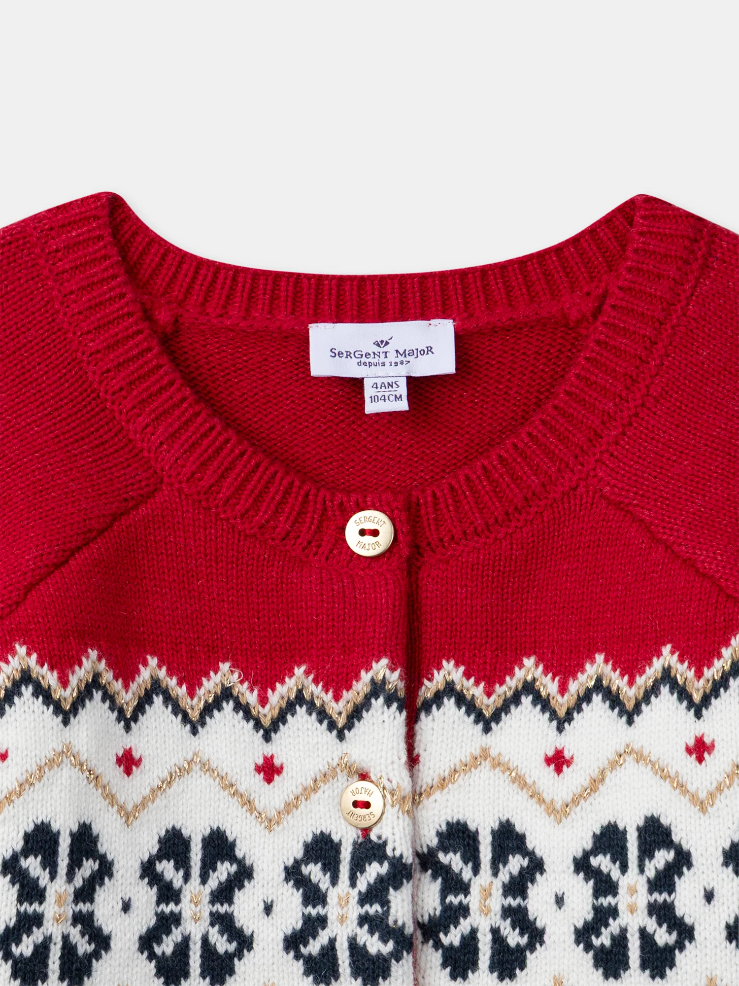 Cardigan Noël rouge à motif jacquard Fille - Image 2