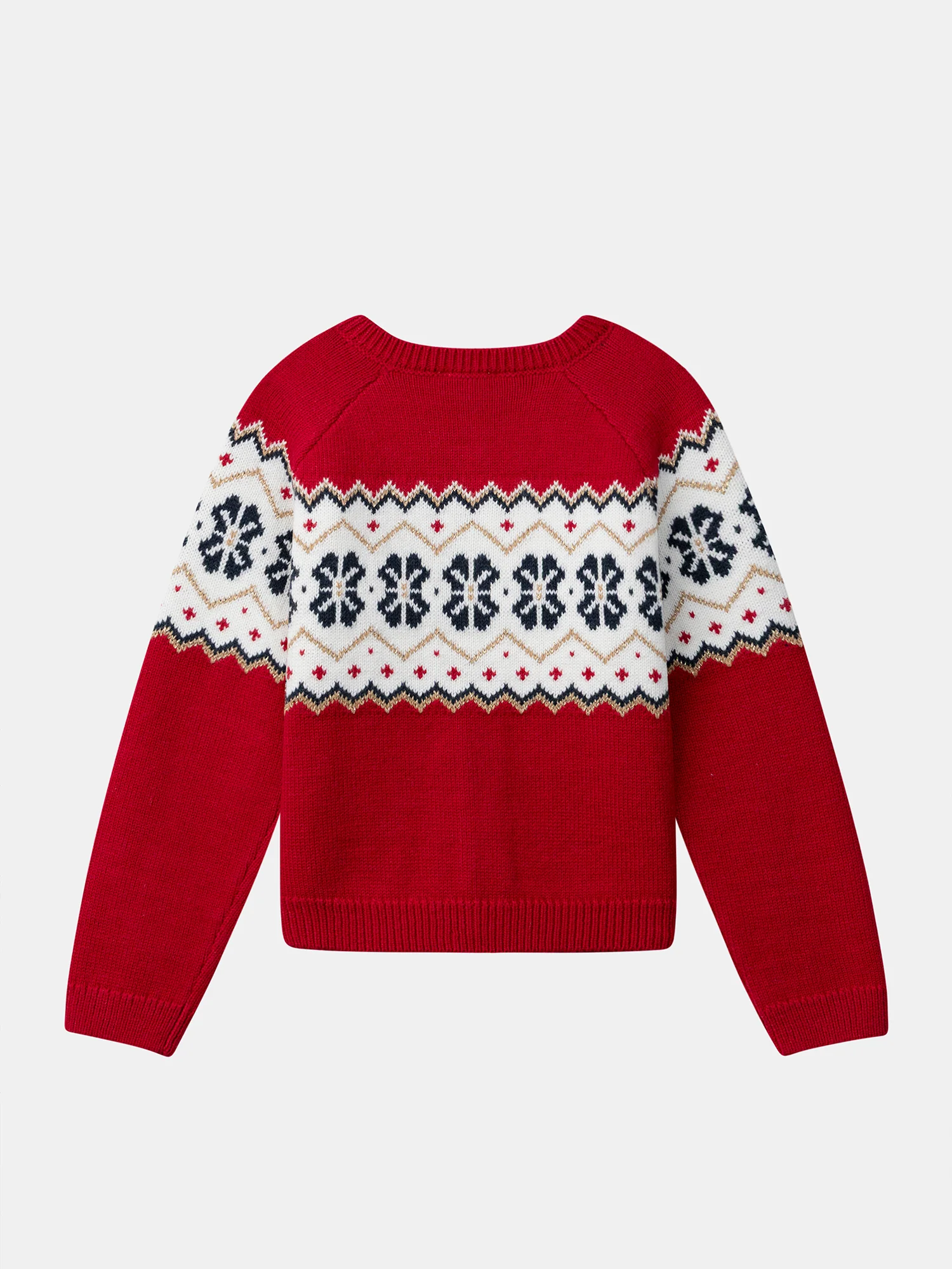 Cardigan Noël rouge à motif jacquard Fille - Image 3