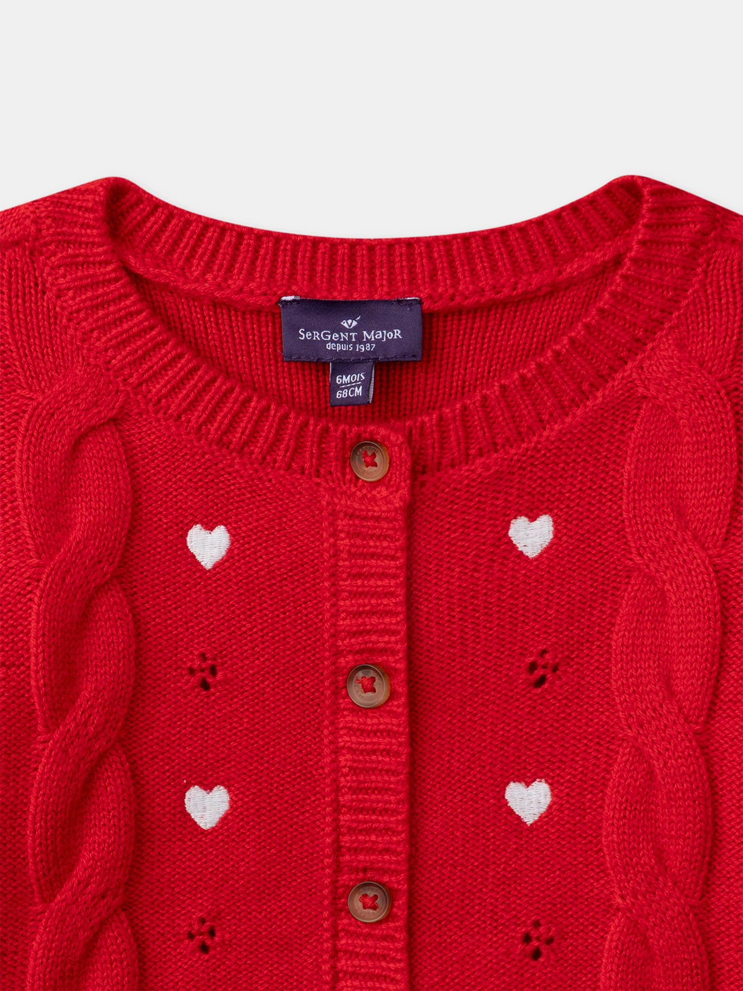 Cardigan rouge à broderies cœurs Bébé Fille - Image 5
