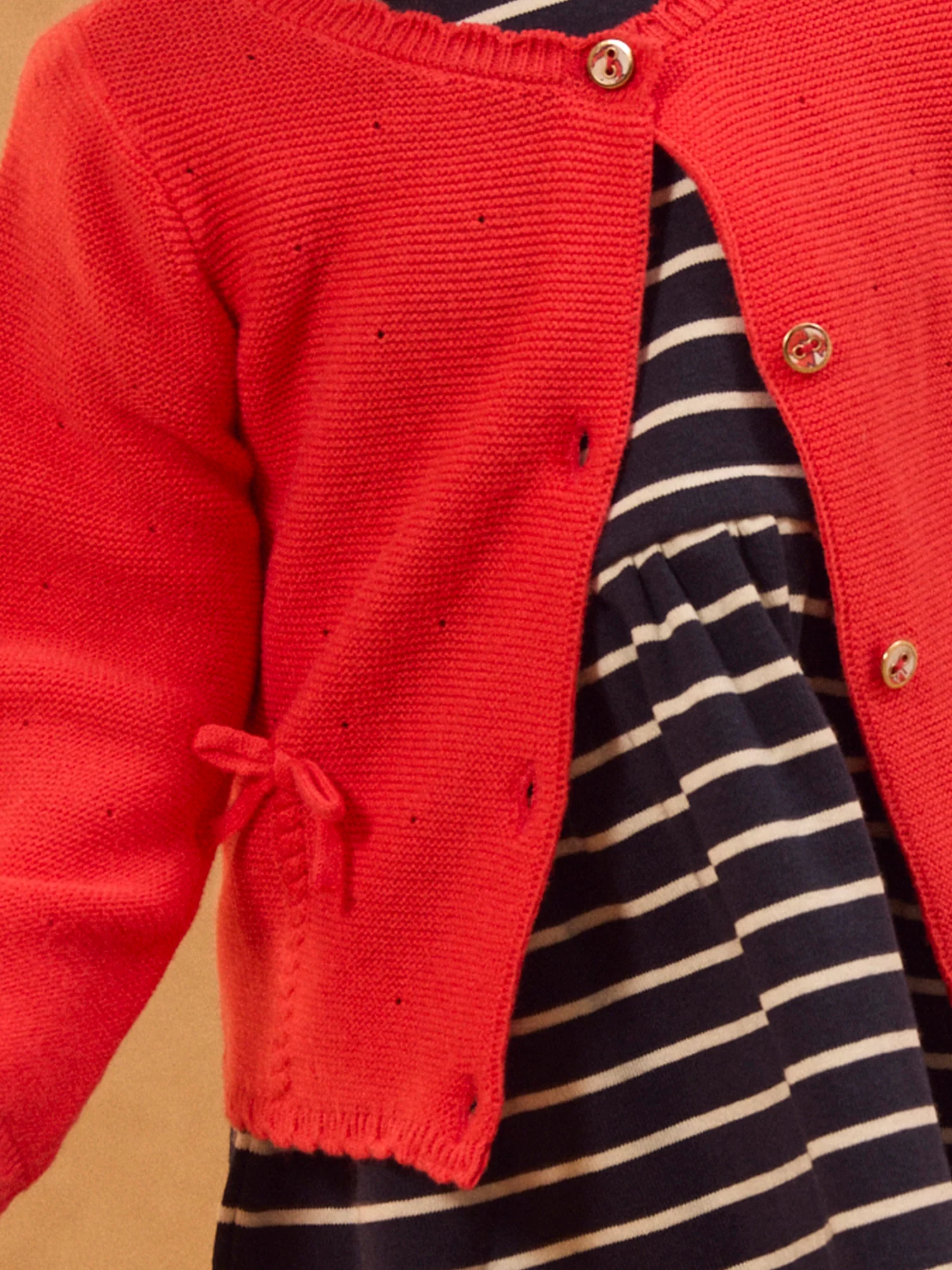 Cardigan rouge Ă nĆuds BĂ©bĂ© Fille - Image 3