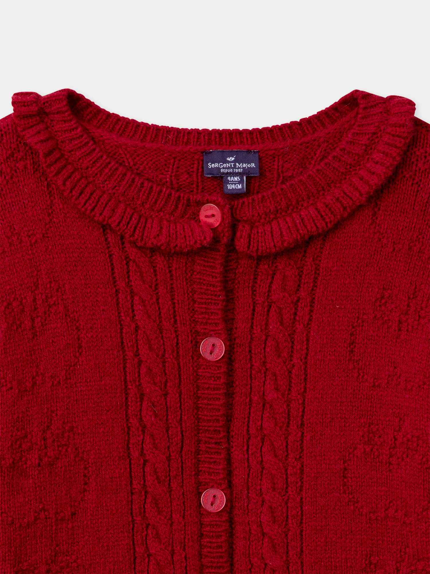 Cardigan rouge à col volant Fille - Image 5