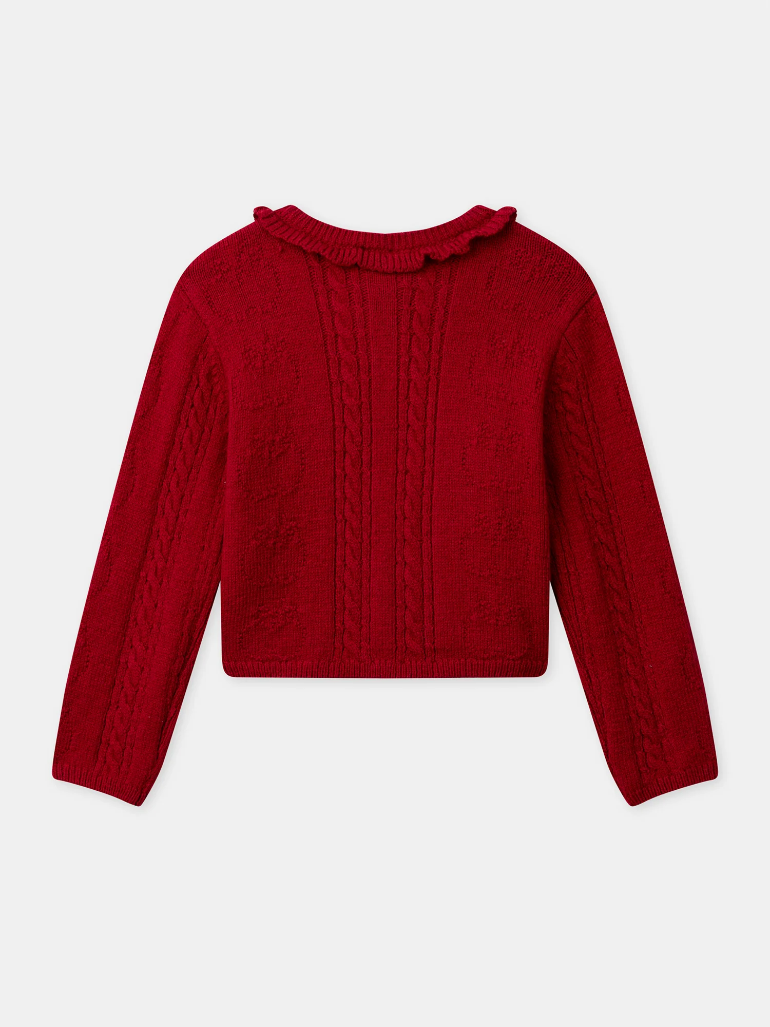 Cardigan rouge à col volant Fille - Image 6