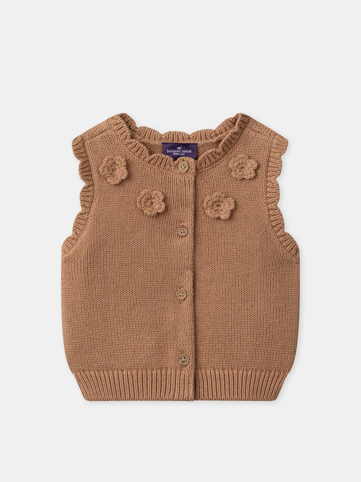 Cardigan marron sans manches Bébé Fille