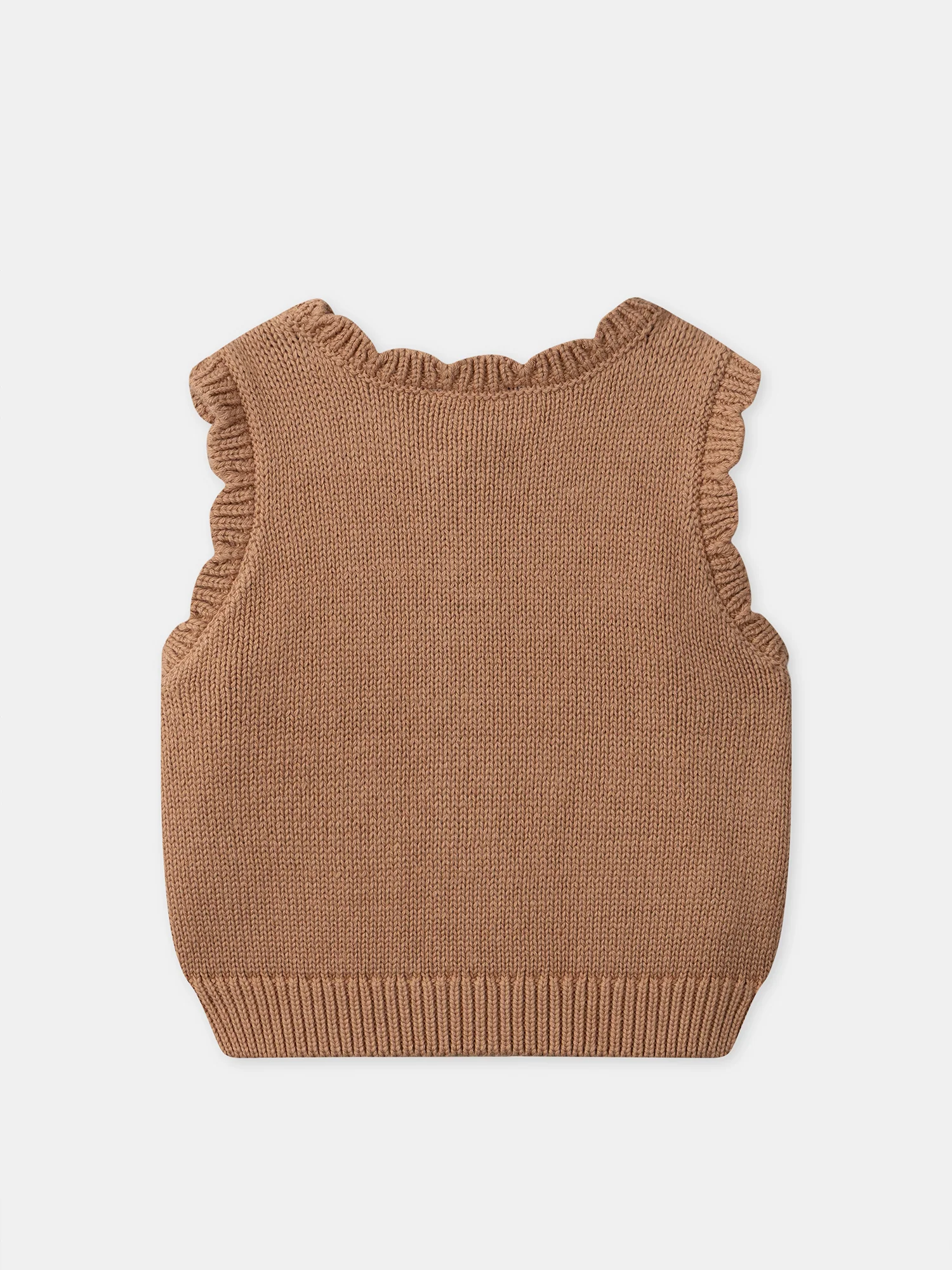 Cardigan marron sans manches Bébé Fille - Image 6