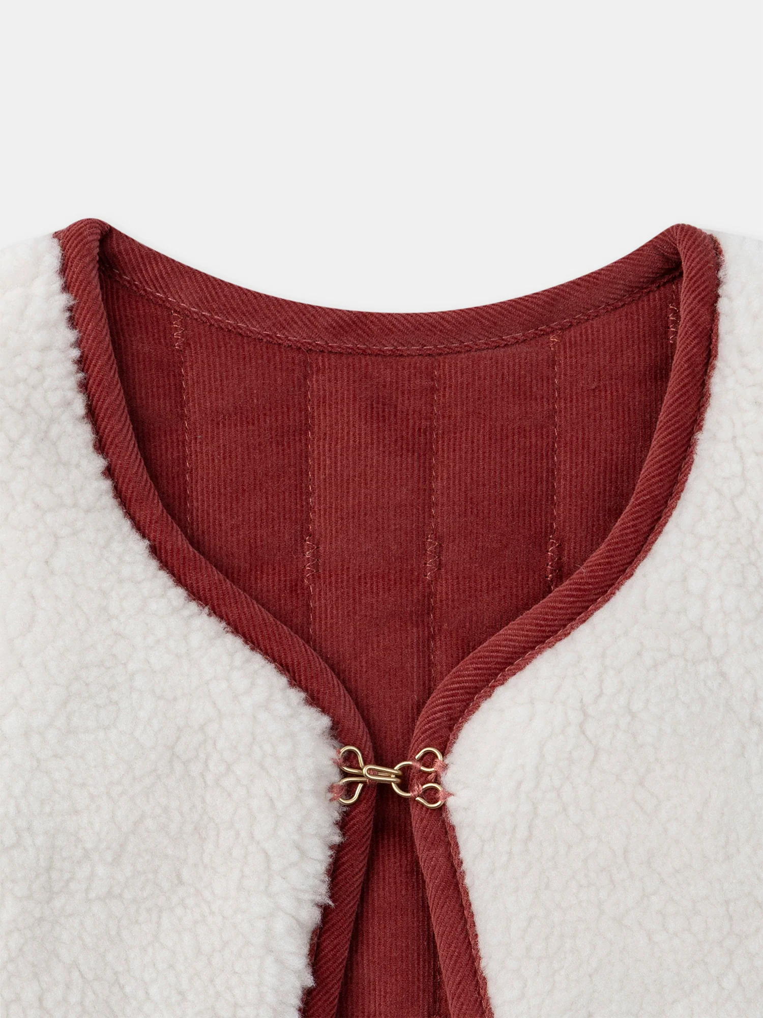 Cardigan sans manches réversible rouge ou écru Bébé Fille - Image 10