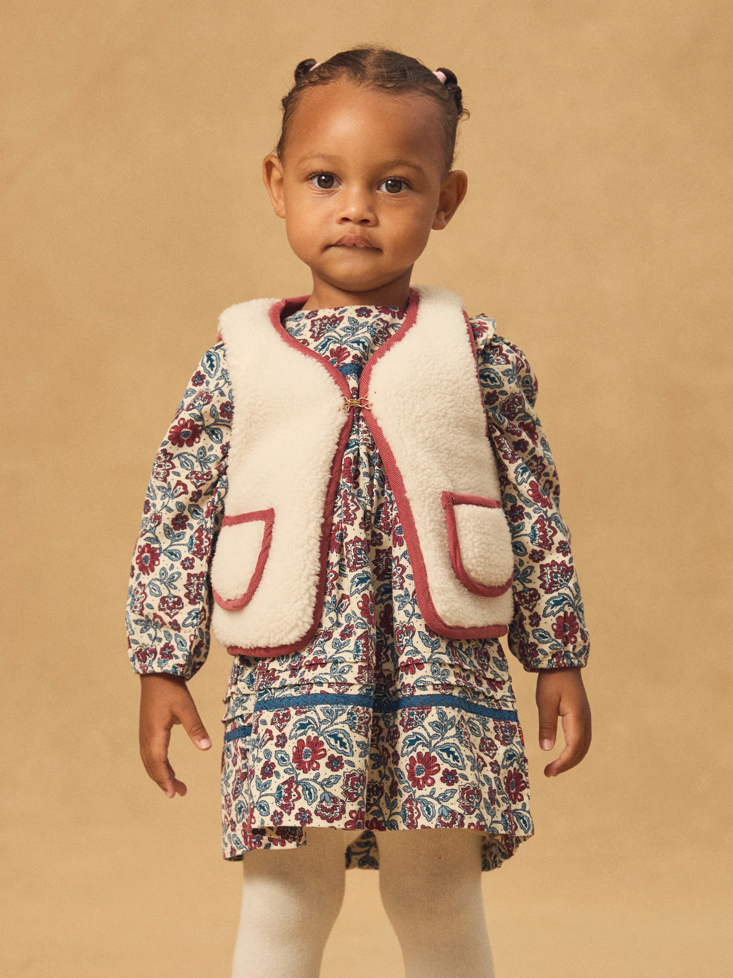Cardigan sans manches réversible rouge ou écru Bébé Fille - Image 3