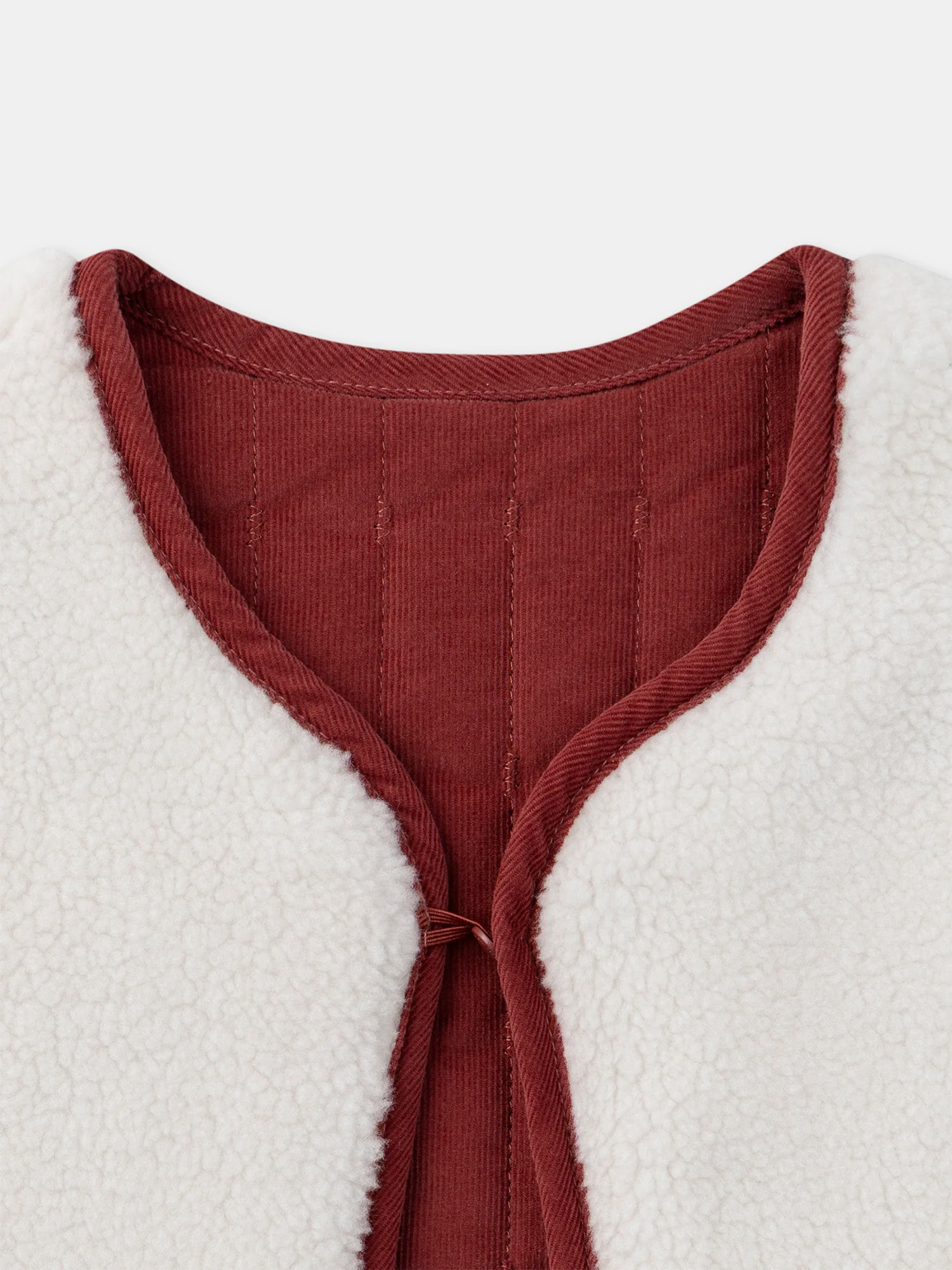 Cardigan sans manches réversible rouge ou écru Fille - Image 10