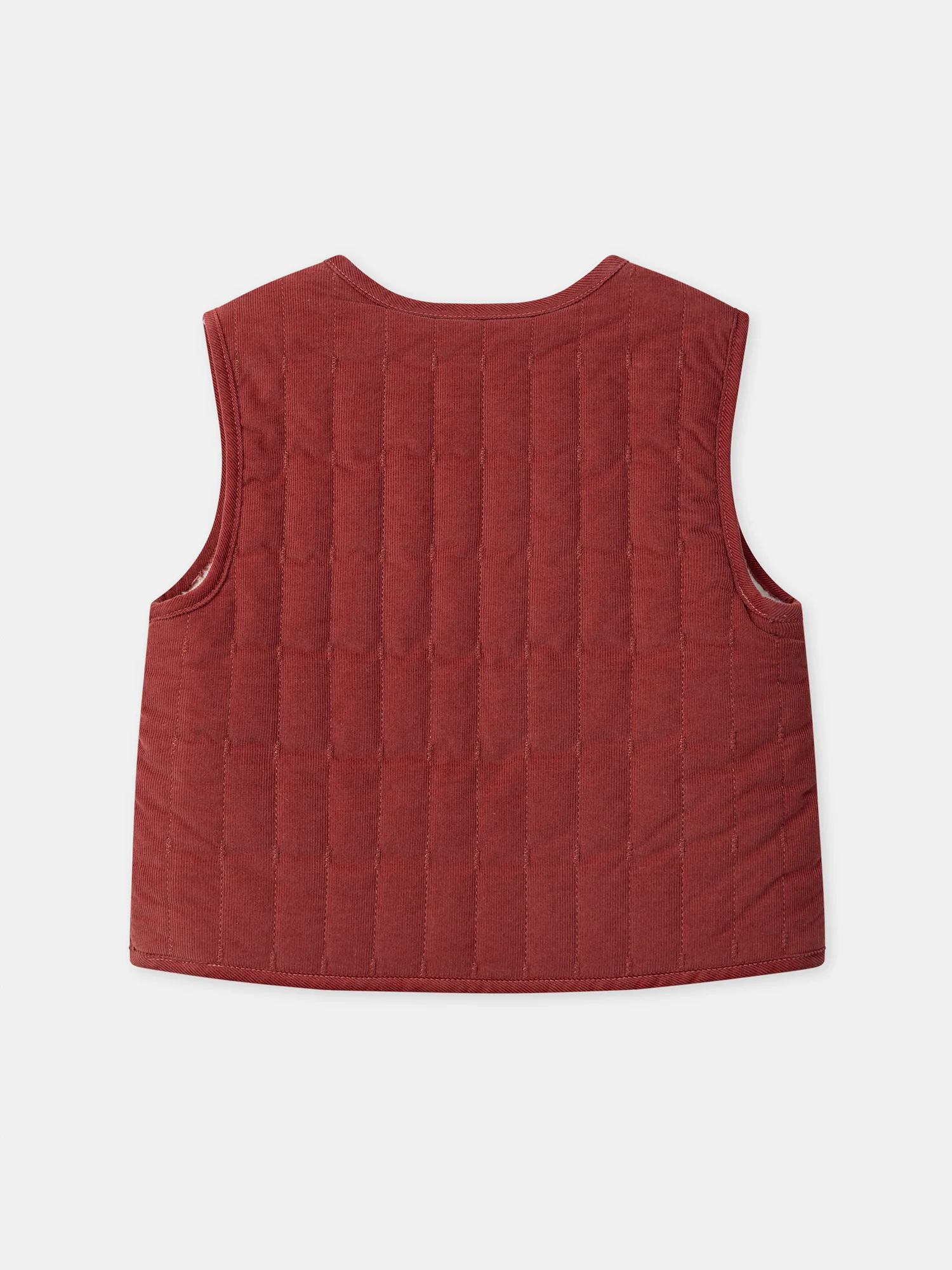 Cardigan sans manches réversible rouge ou écru Fille - Image 12