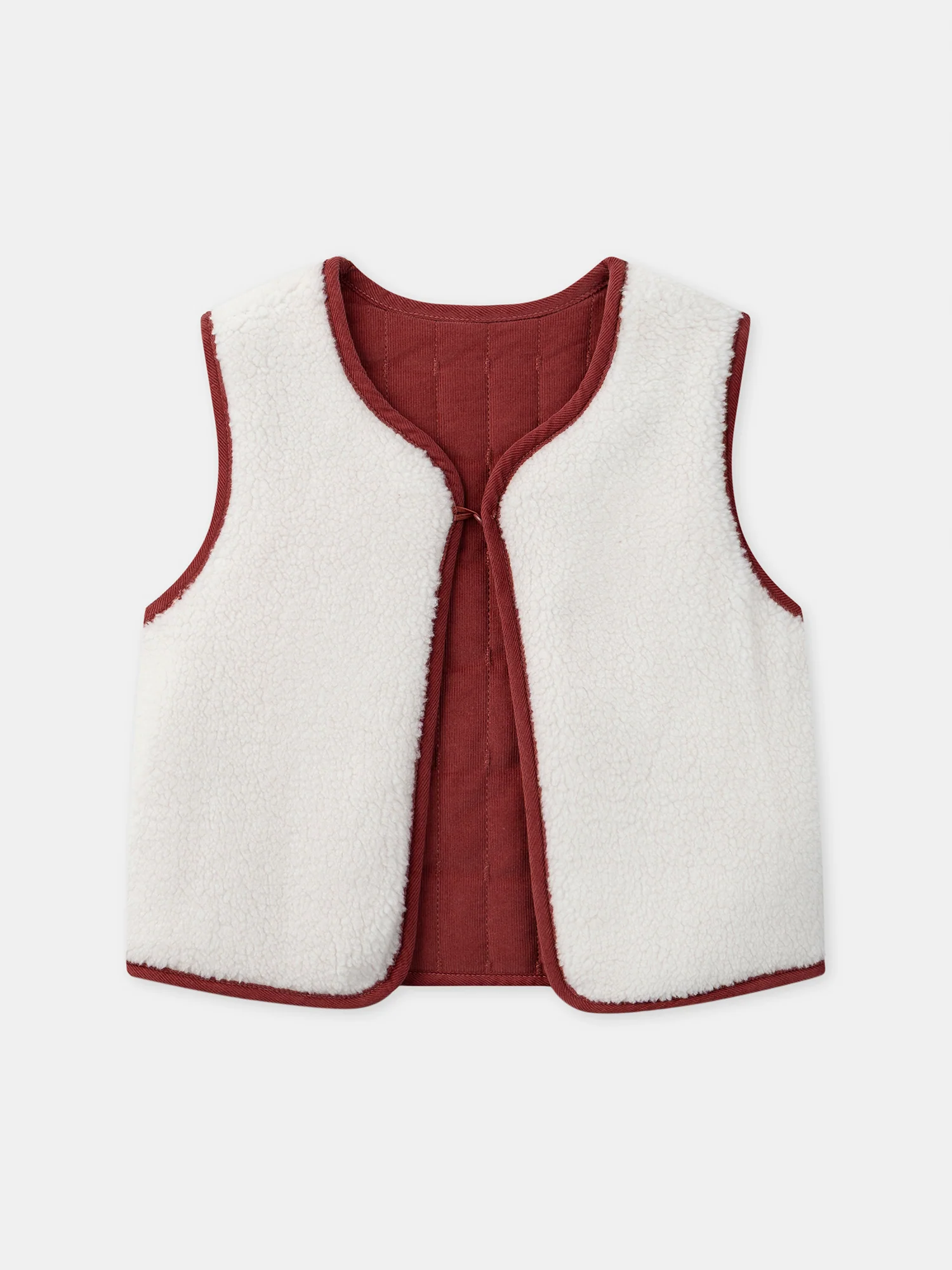 Cardigan sans manches réversible rouge ou écru Fille - Image 8