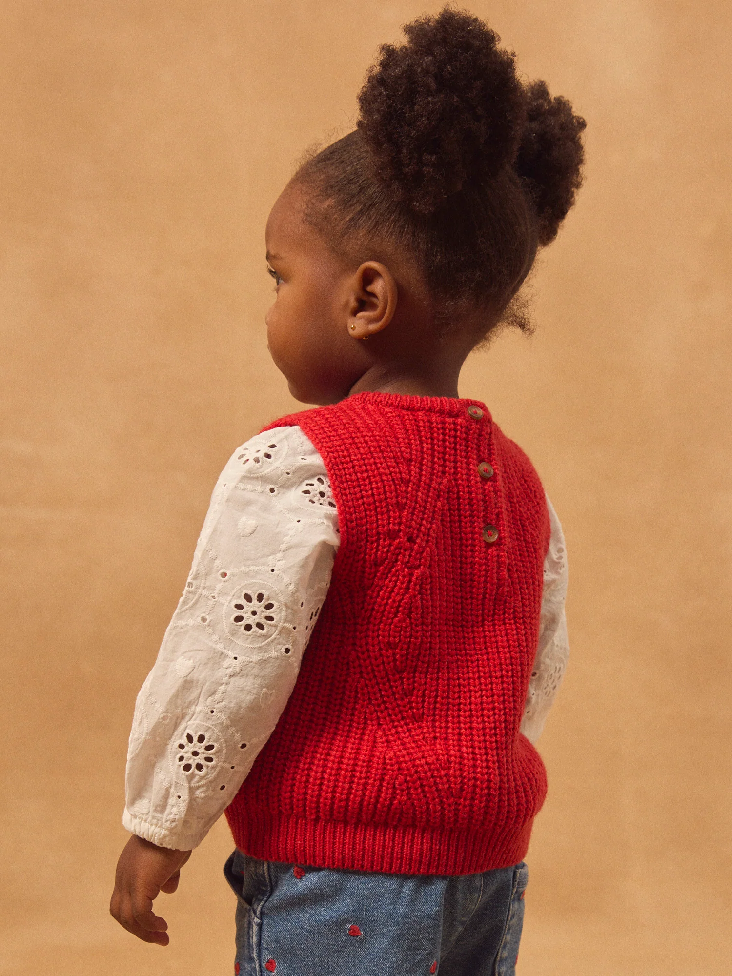Pull sans manches rouge Bébé Fille - Image 4