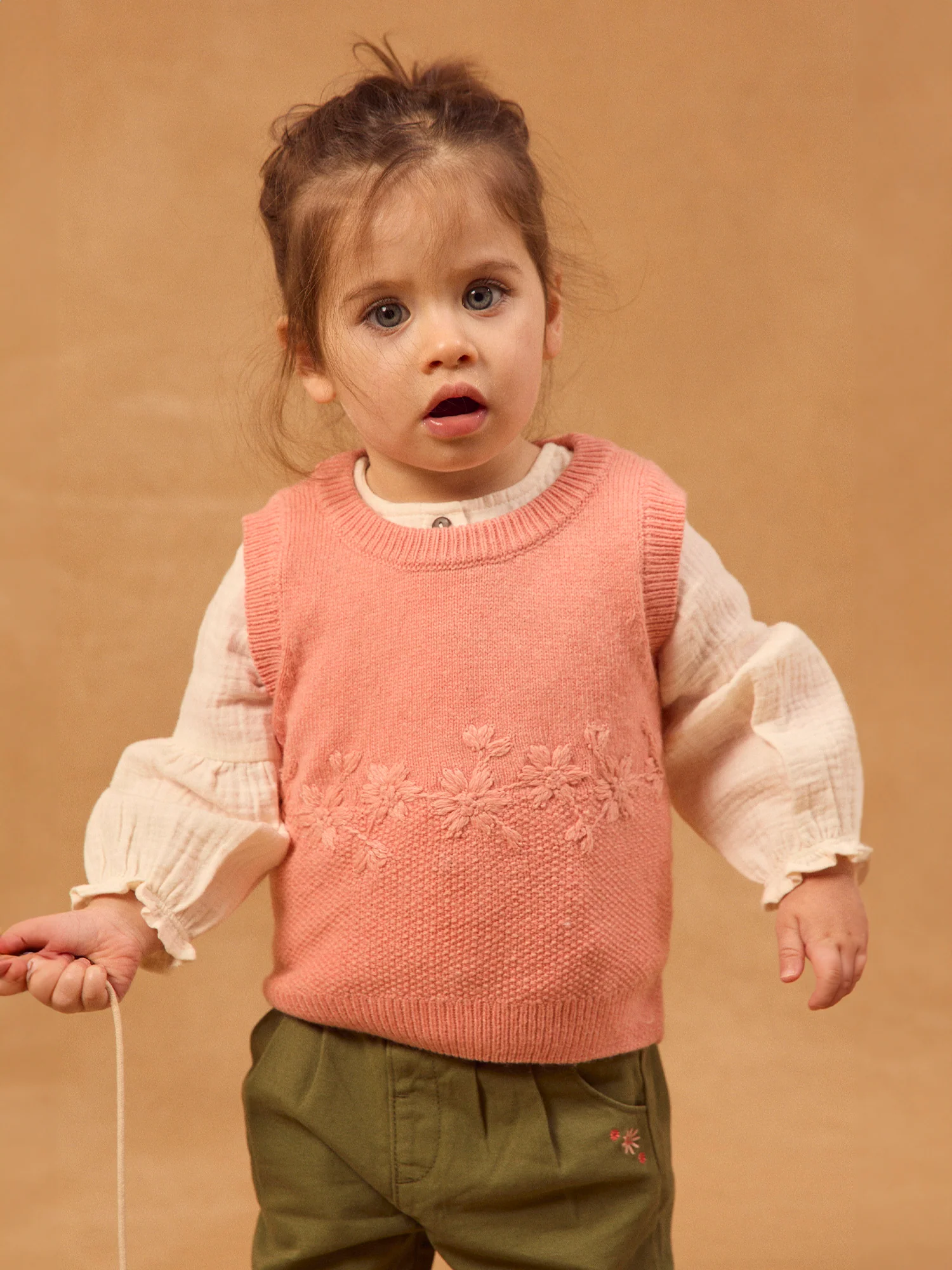 Pull corail sans manches Bébé Fille - Image 2