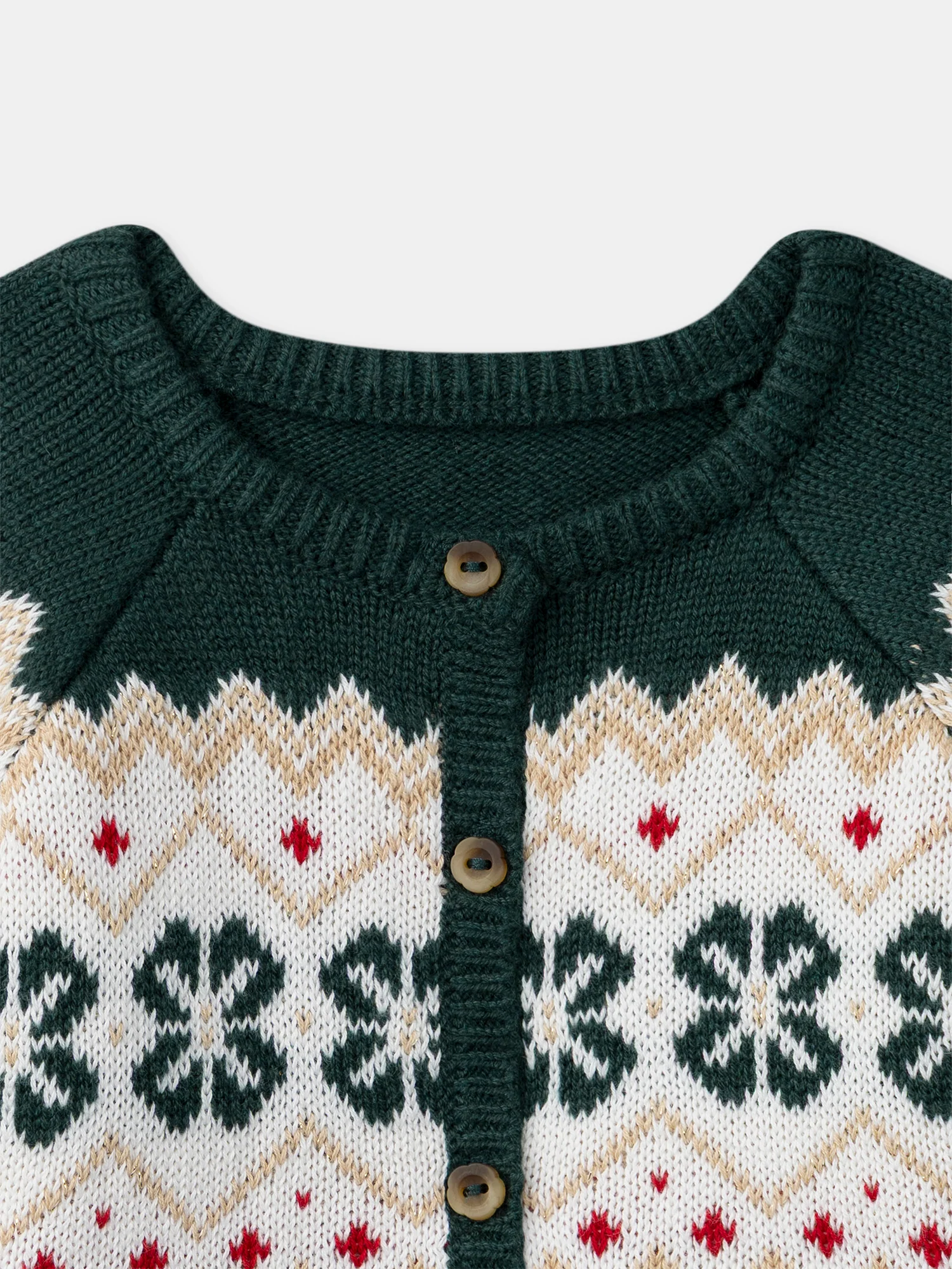 Cardigan Noël vert à motif jacquard Bébé Fille - Image 2
