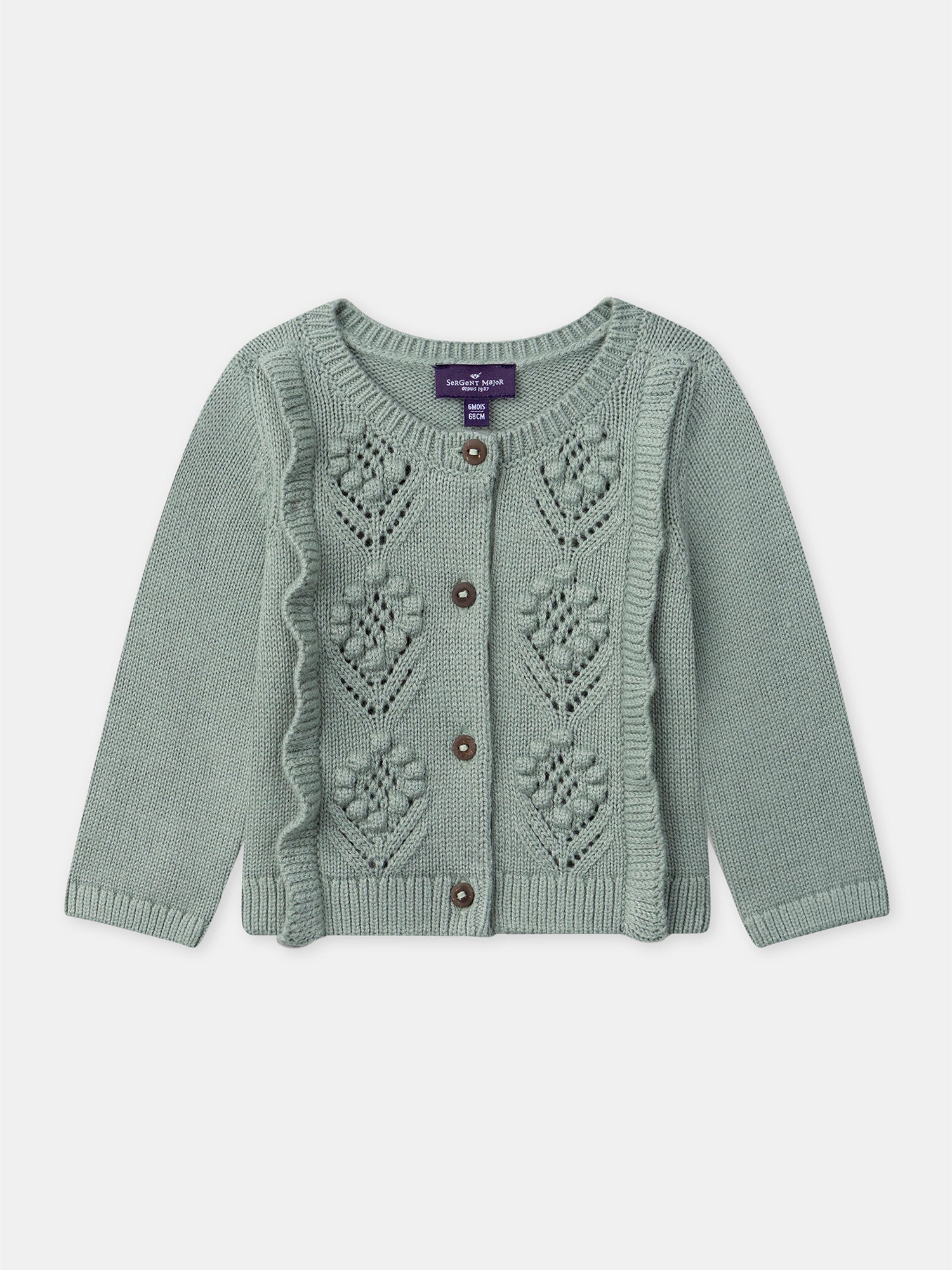 Cardigan vert à volant Bébé Fille