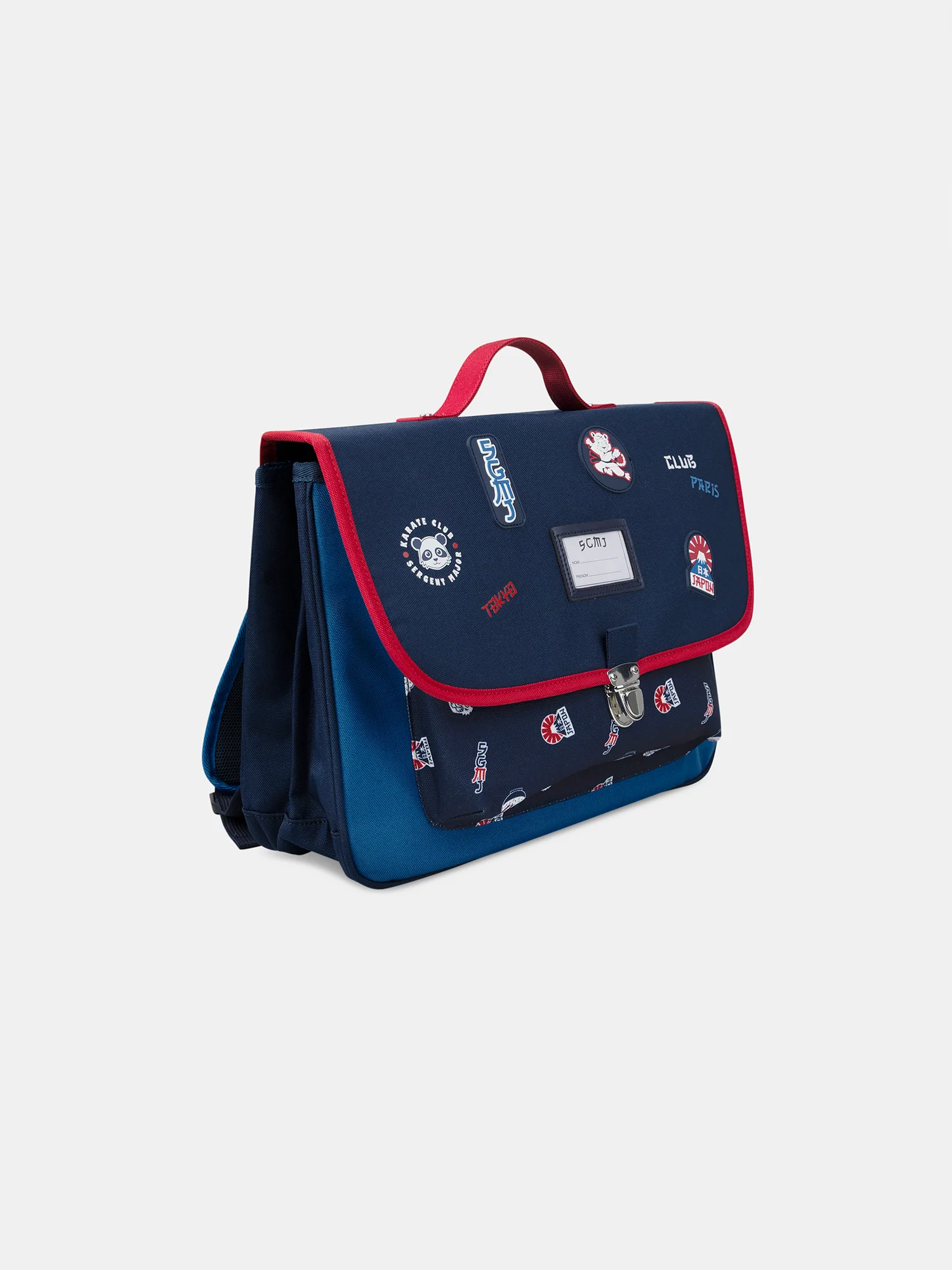 Cartable bleu marine imprimé et patch Japon Garçon - Image 3