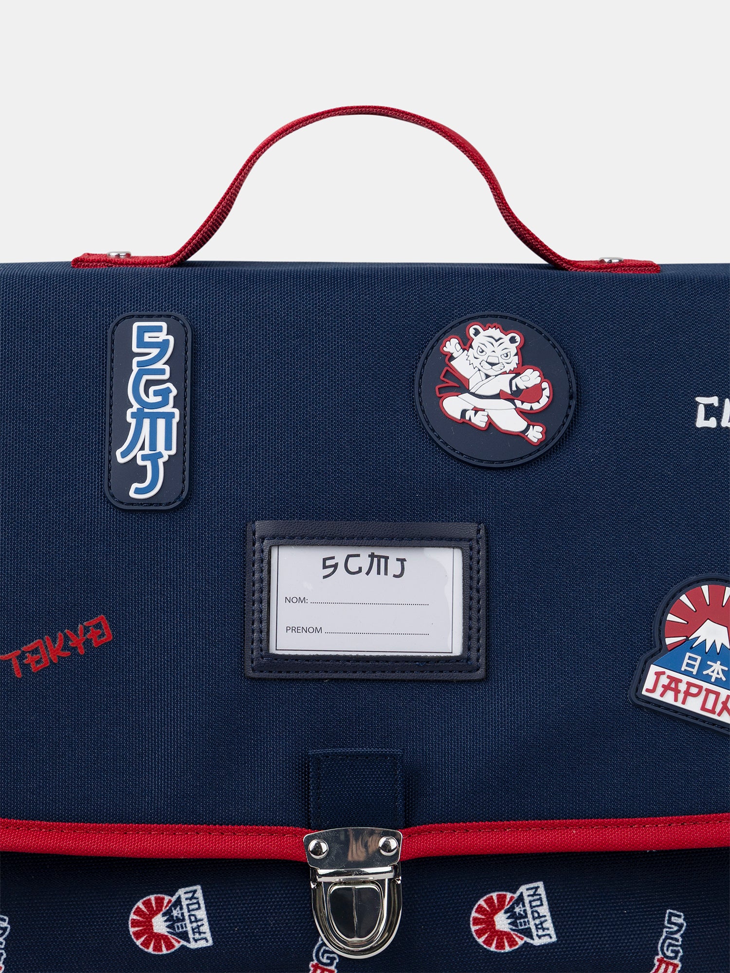 Cartable bleu marine imprimé et patch Japon Garçon - Image 4