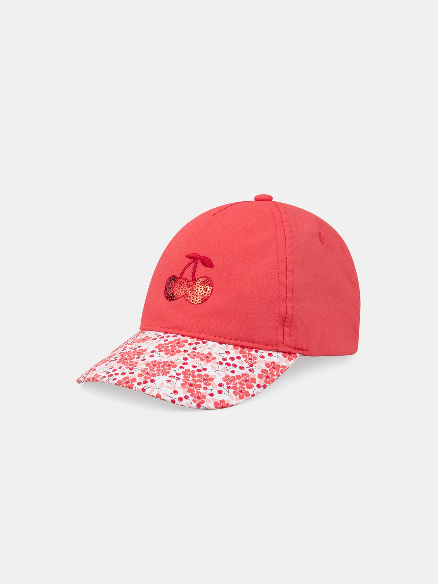 Casquette rouge imprimé fleuri et sequins Fille - Image 3