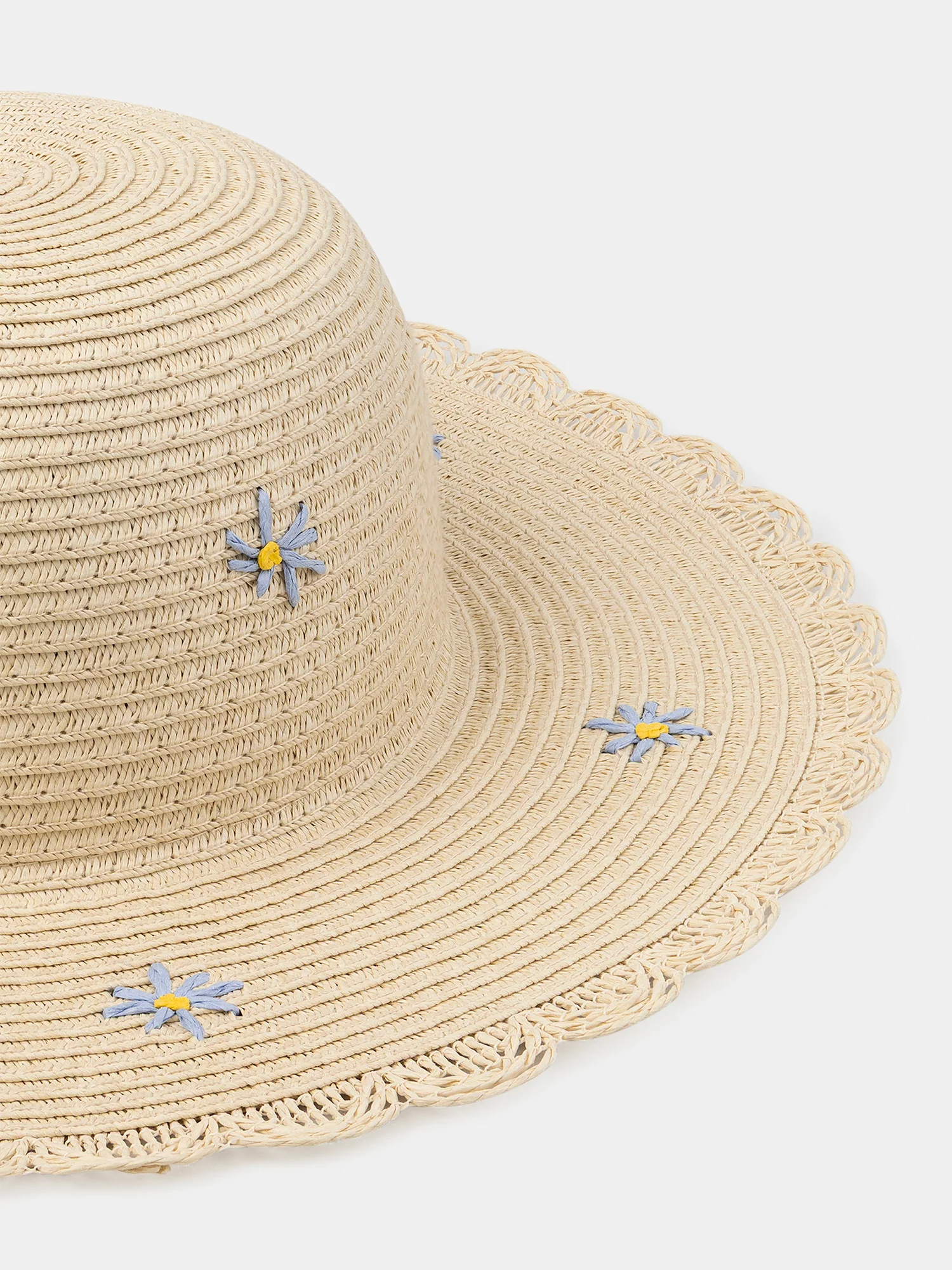Chapeau de paille à broderies fleurs Fille - Image 4