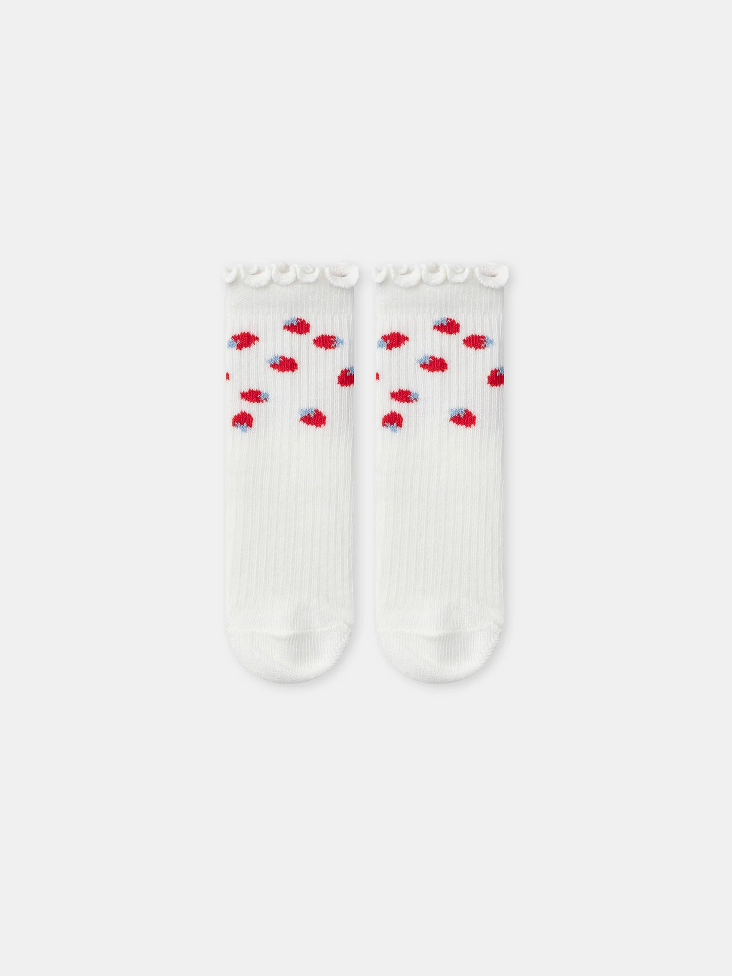 Lot de 2 paires de chaussettes à rayures rouges ou fraises Bébé Fille - Image 3