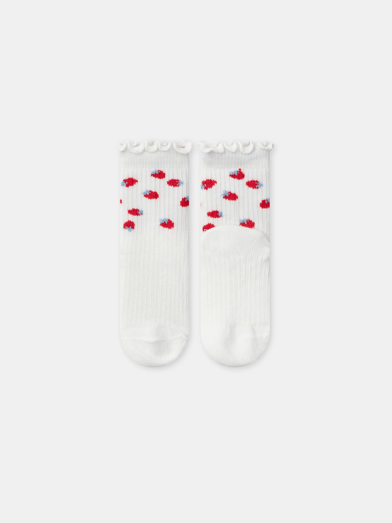 Lot de 2 paires de chaussettes à rayures rouges ou fraises Bébé Fille - Image 4