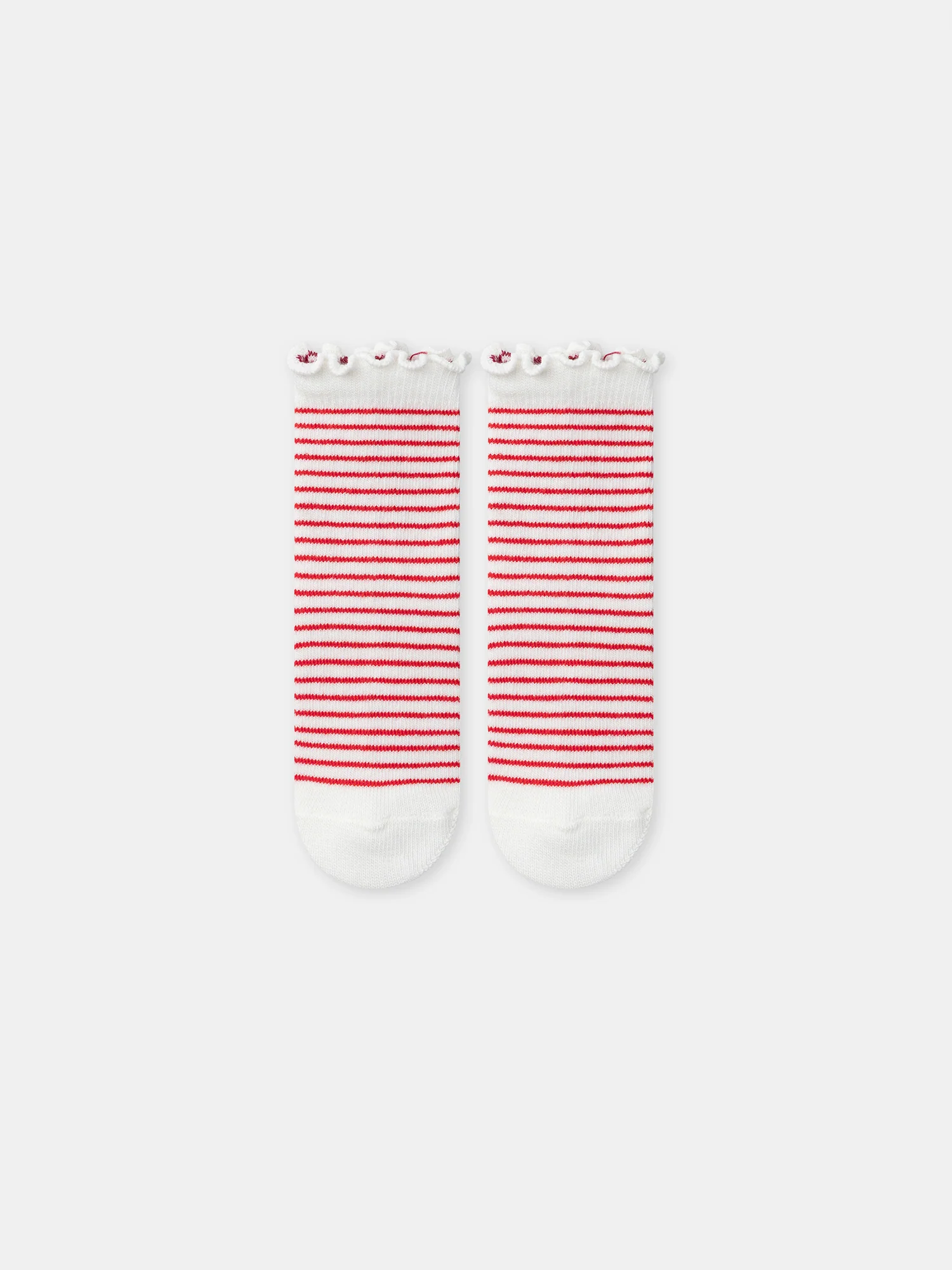 Lot de 2 paires de chaussettes à rayures rouges ou fraises Bébé Fille - Image 6