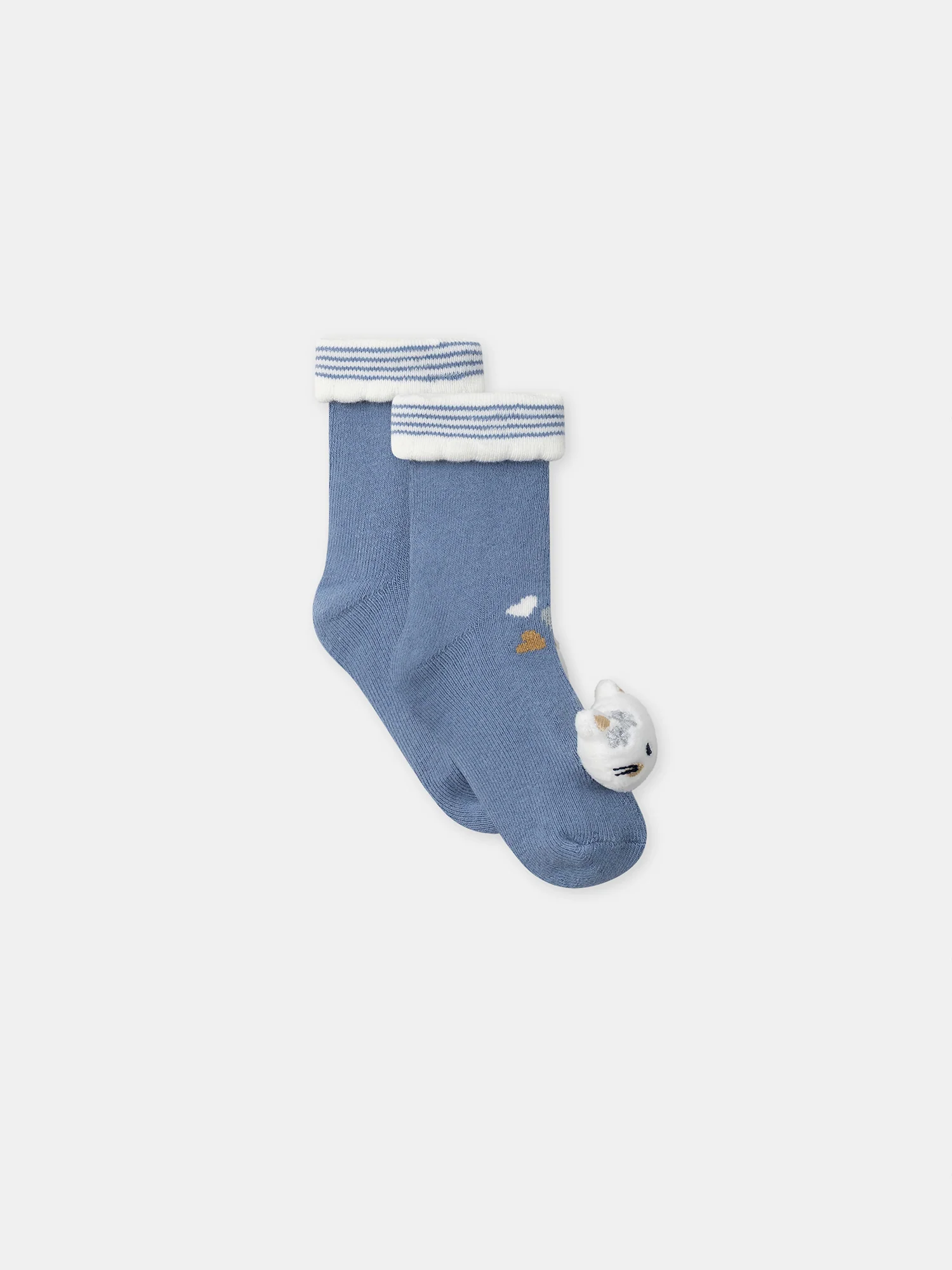 Chaussettes bleues avec tĂȘte de chat BĂ©bĂ© Fille