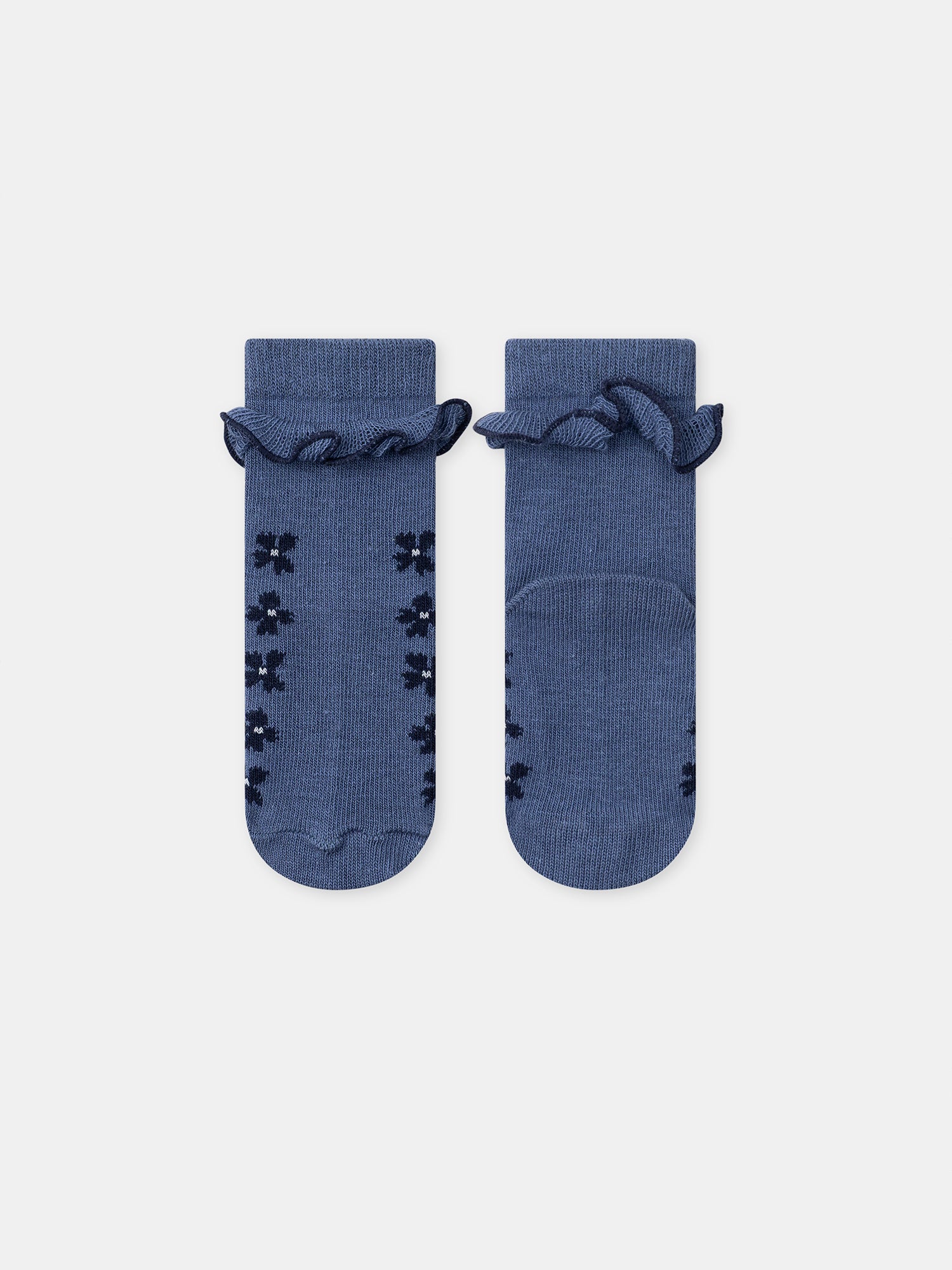 Chaussettes bleues à fleurs et volants Bébé Fille - Image 5