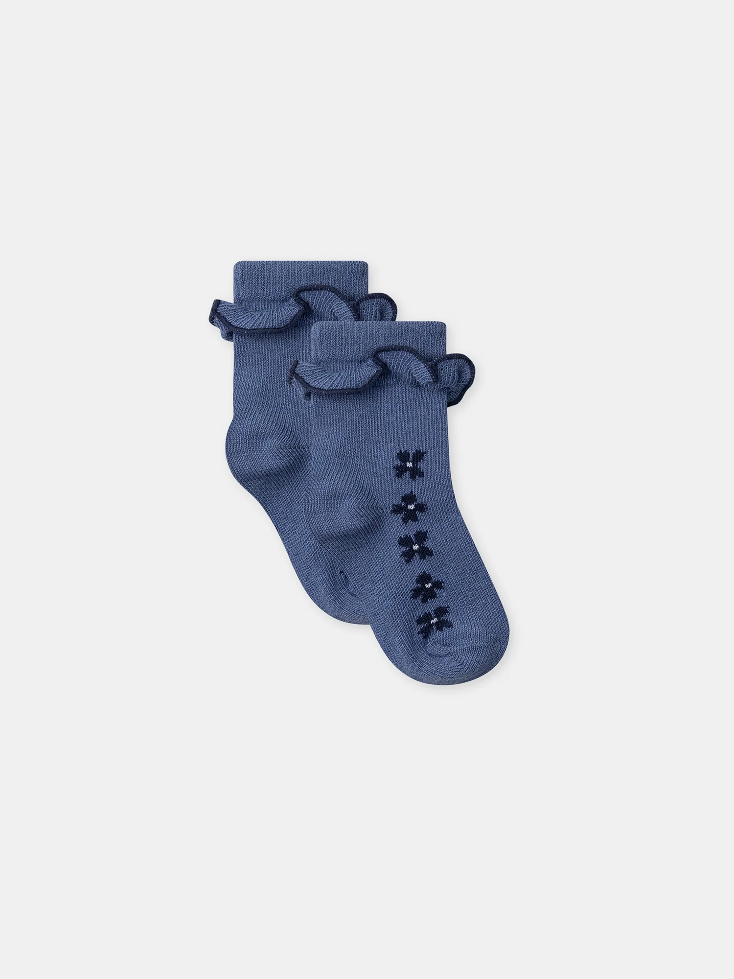 Chaussettes bleues à fleurs et volants Bébé Fille - Image 6